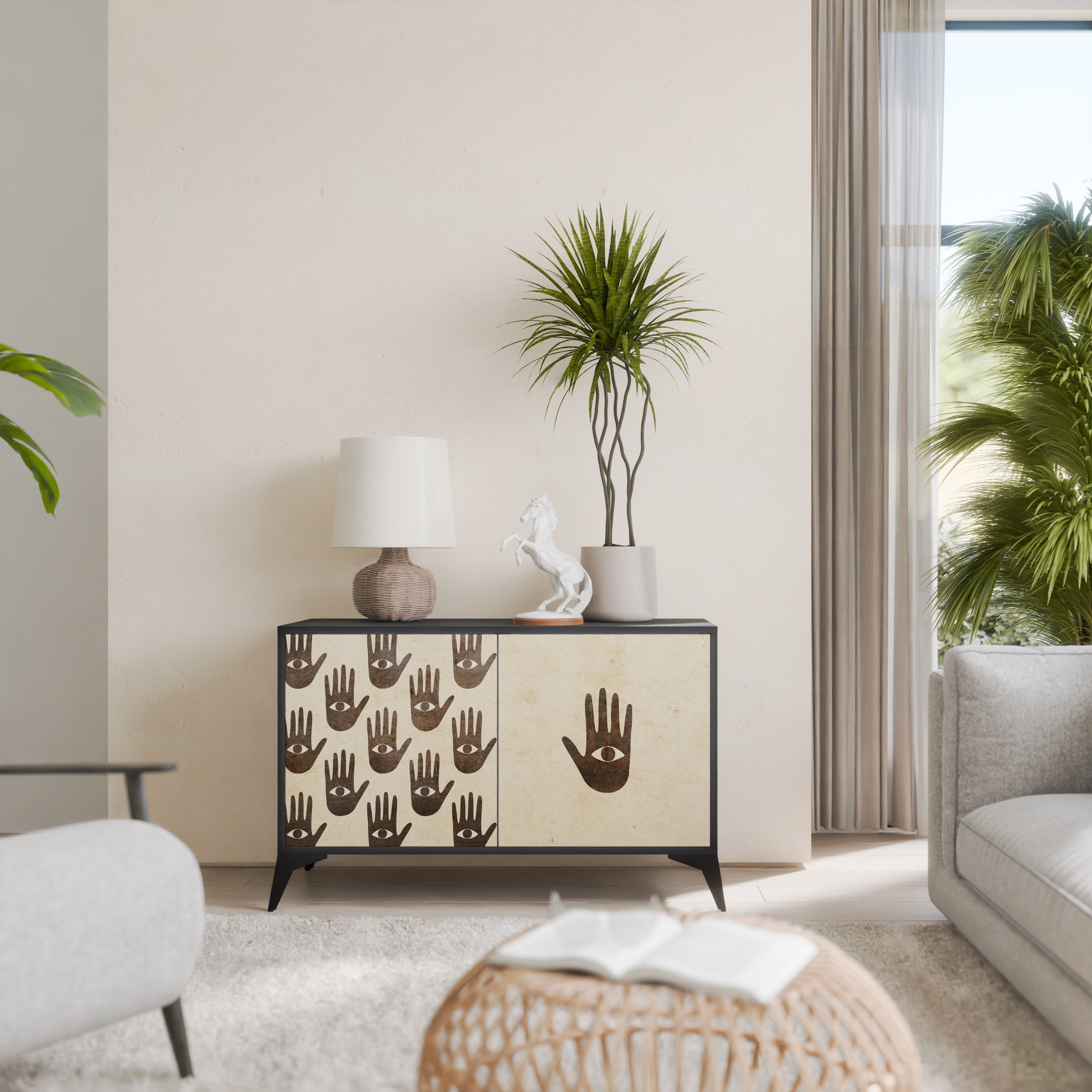 SEE MORE Aparador de 2 Portas em Acabamento Preto