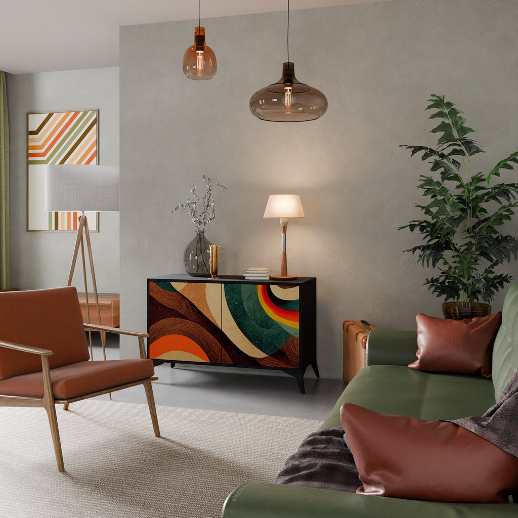 COLORFUL STRANDS Aparador de 2 Portas em Acabamento Preto