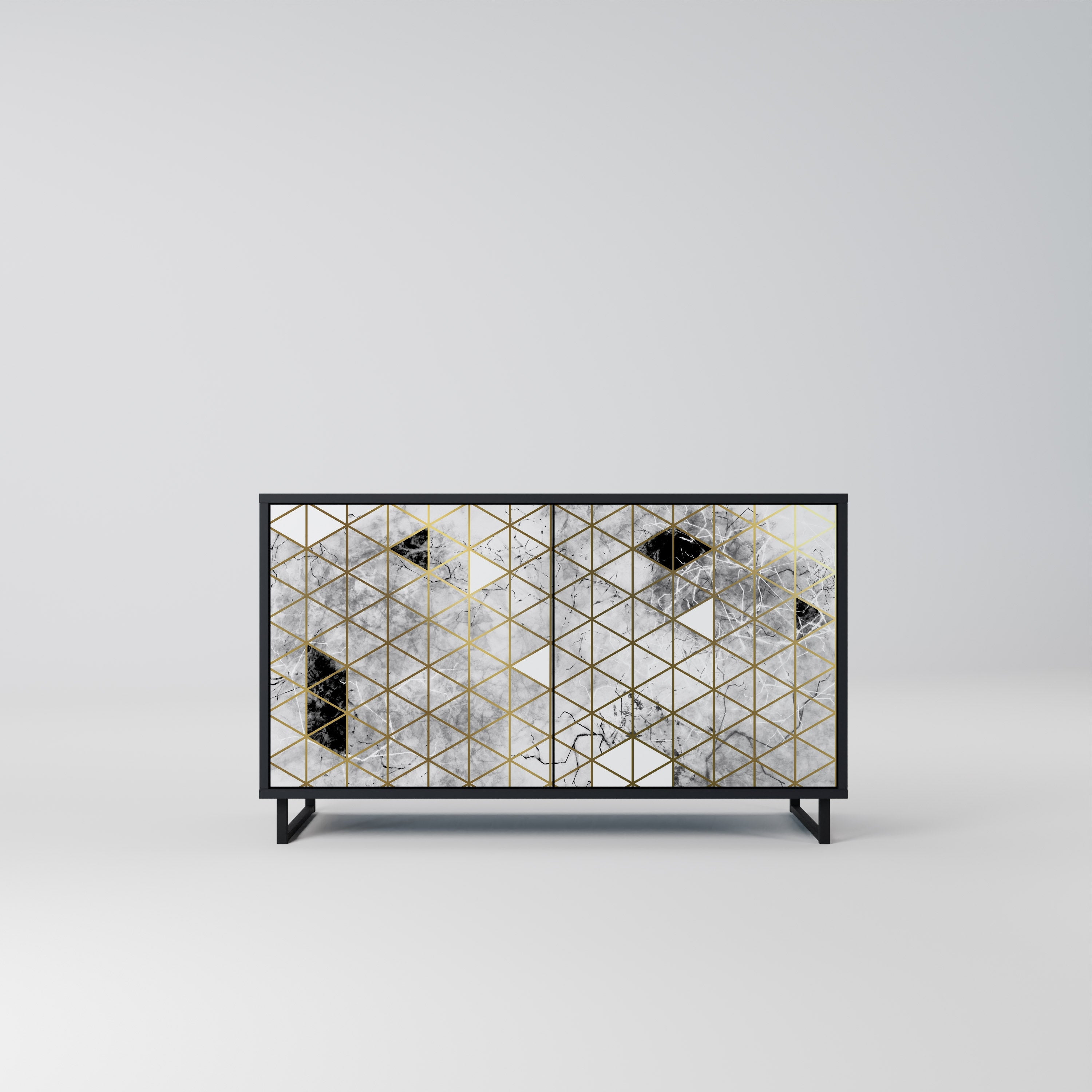 ASHEN ARIA Aparador de 2 Portas em Acabamento Preto