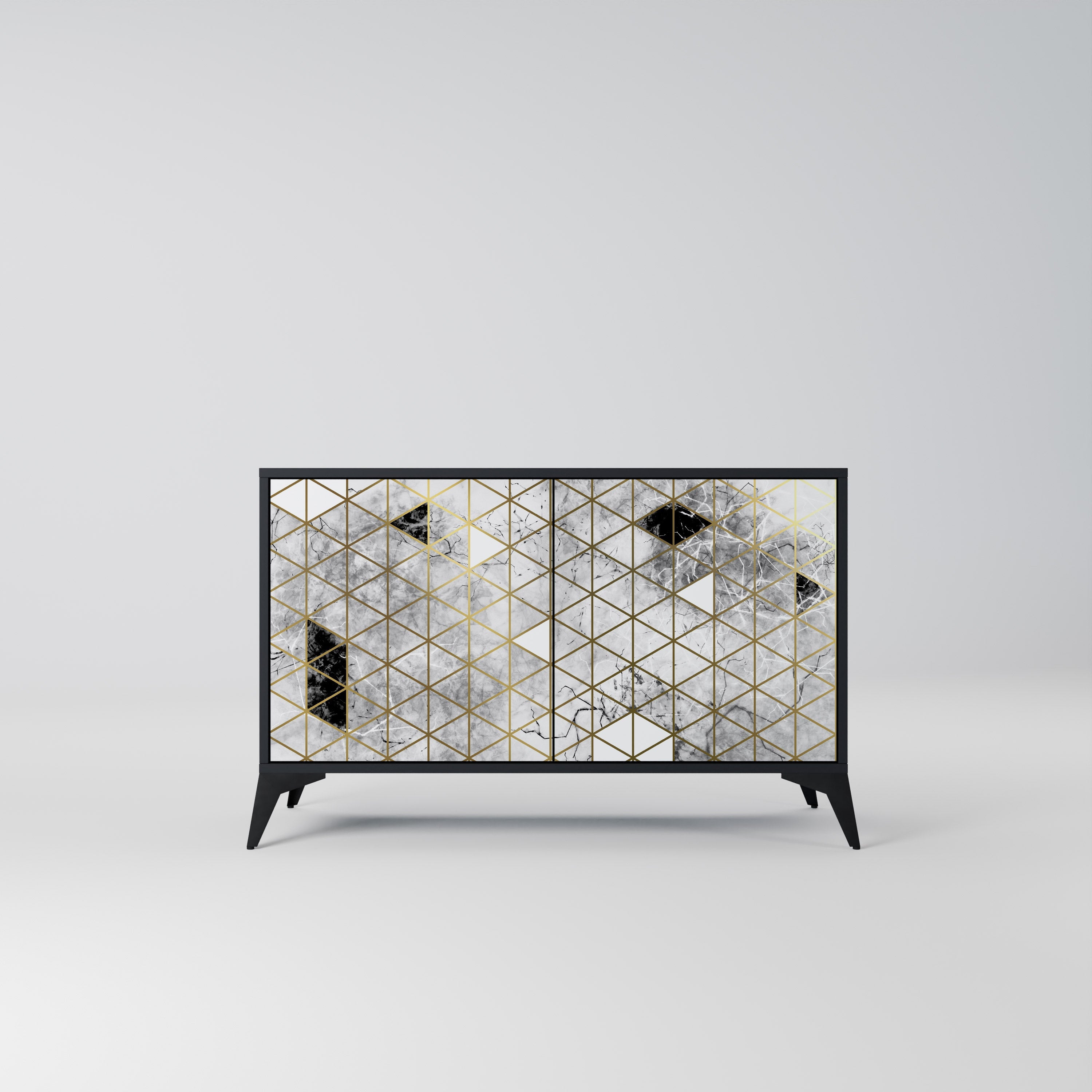 ASHEN ARIA Aparador de 2 Portas em Acabamento Preto