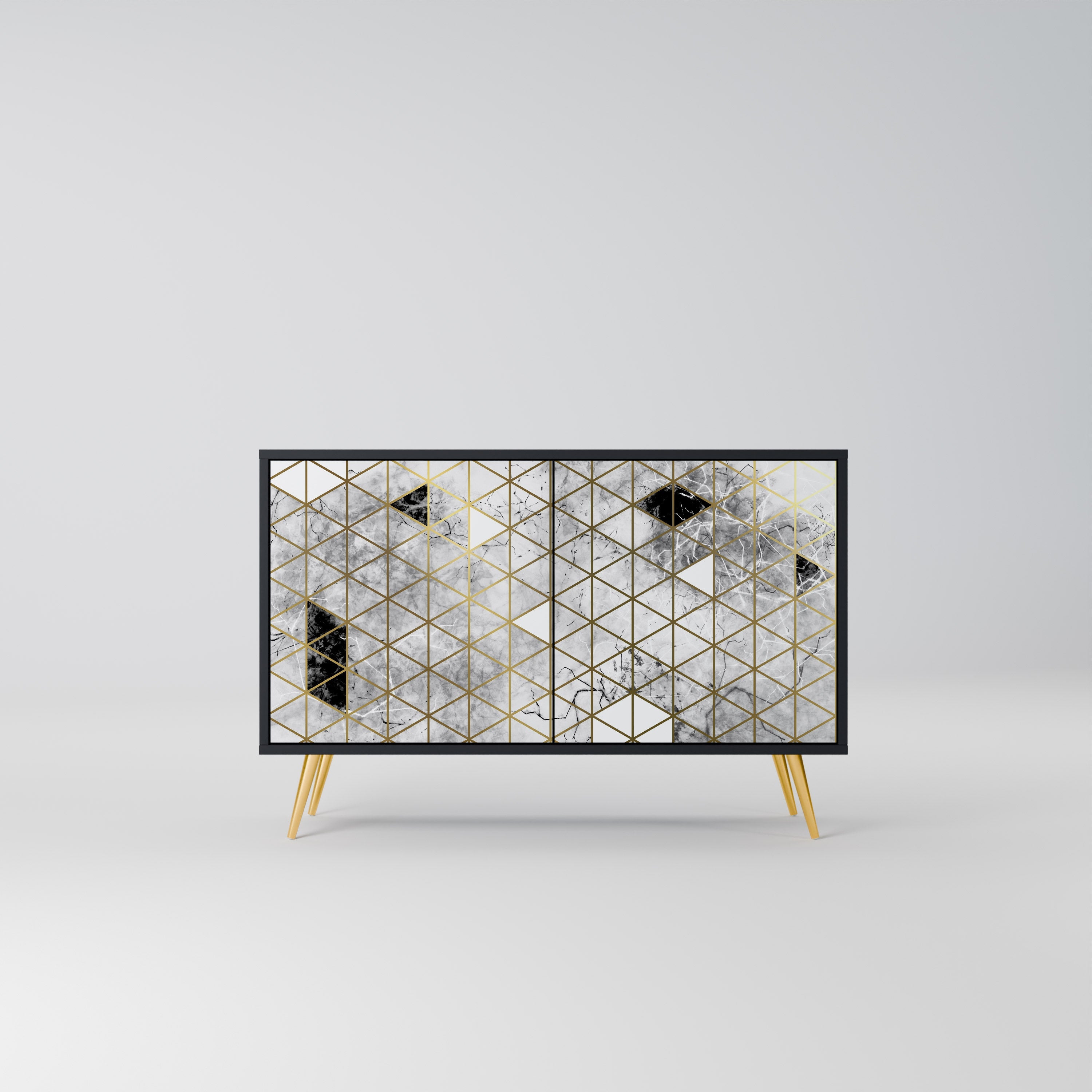 ASHEN ARIA Aparador de 2 Portas em Acabamento Preto