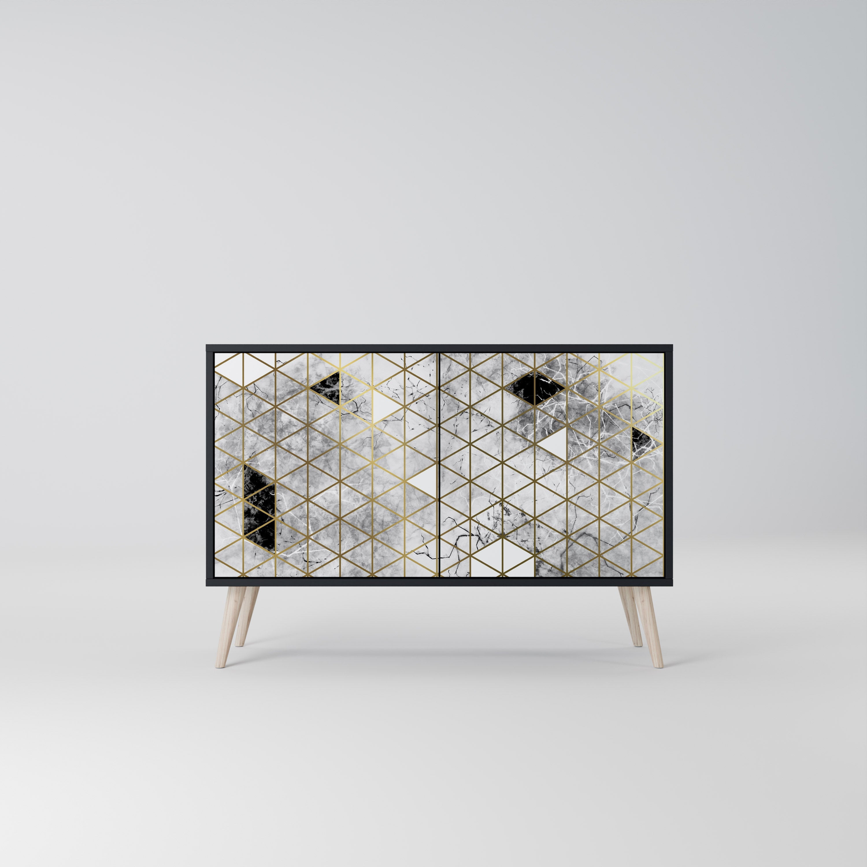 ASHEN ARIA Aparador de 2 Portas em Acabamento Preto