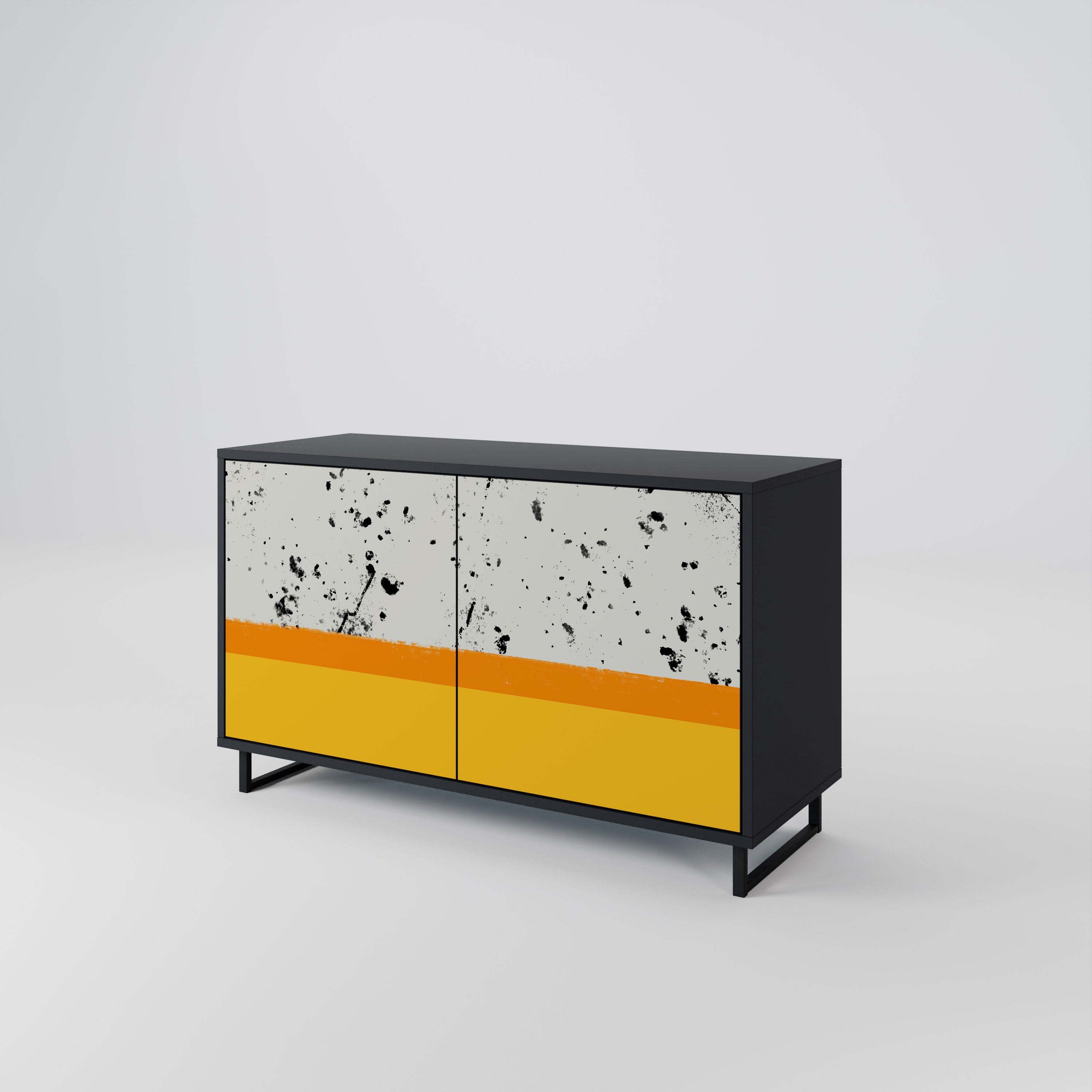 DYED BY ORANGE Aparador de 2 Portas em Acabamento Preto