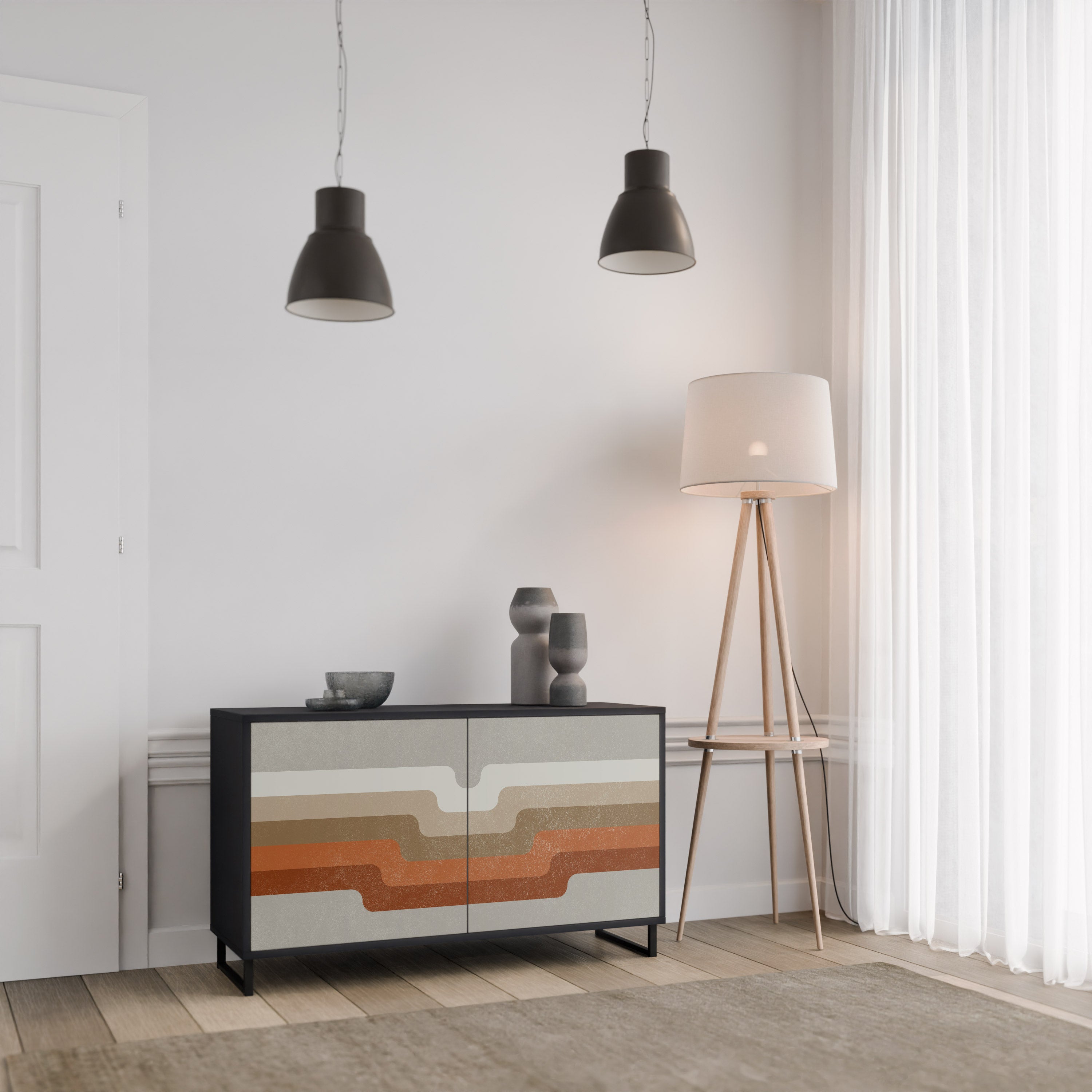 PECULIAR TRAIL 2-Door Sideboard in Black Finish