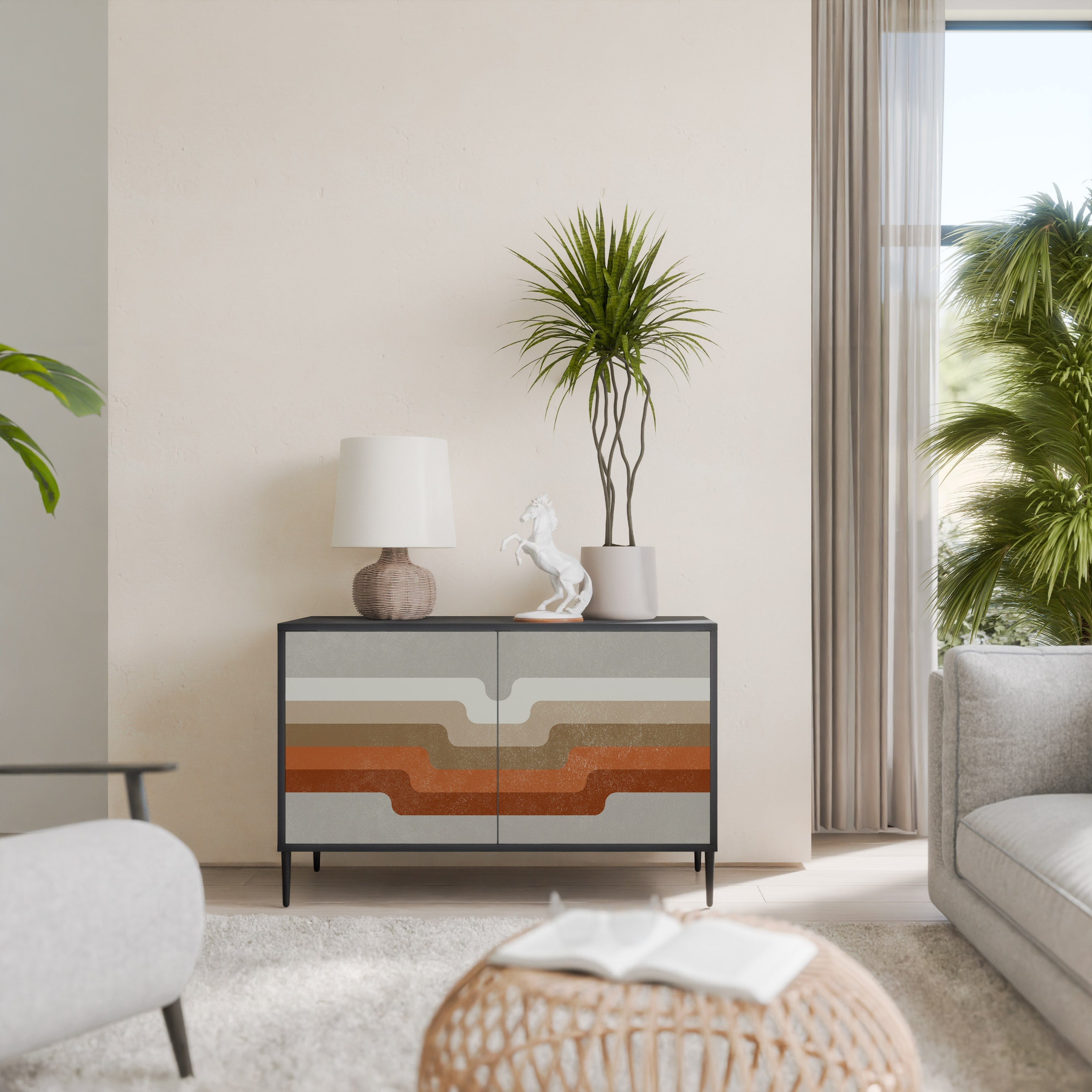 PECULIAR TRAIL Aparador de 2 Portas em Acabamento Preto