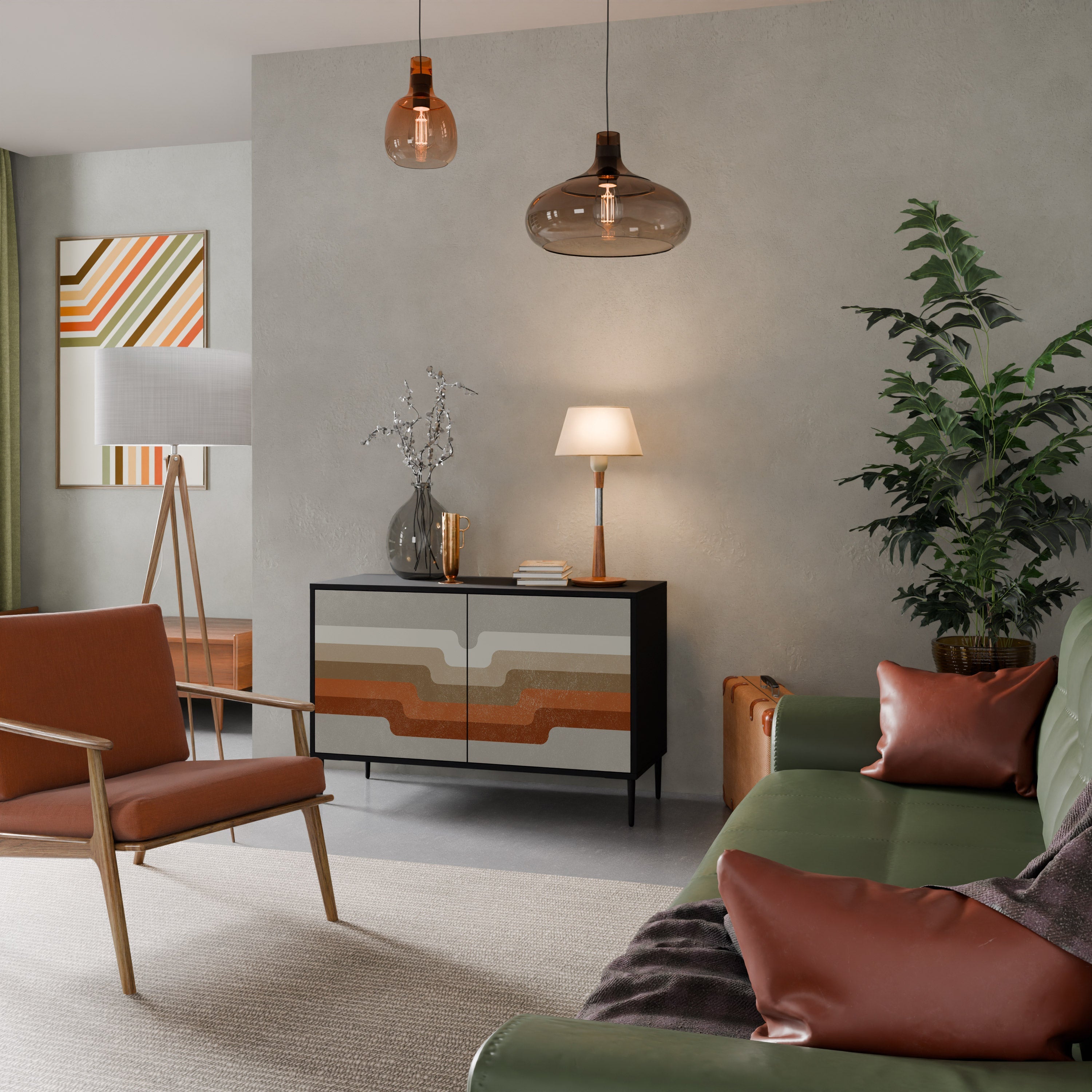 PECULIAR TRAIL Aparador de 2 Portas em Acabamento Preto