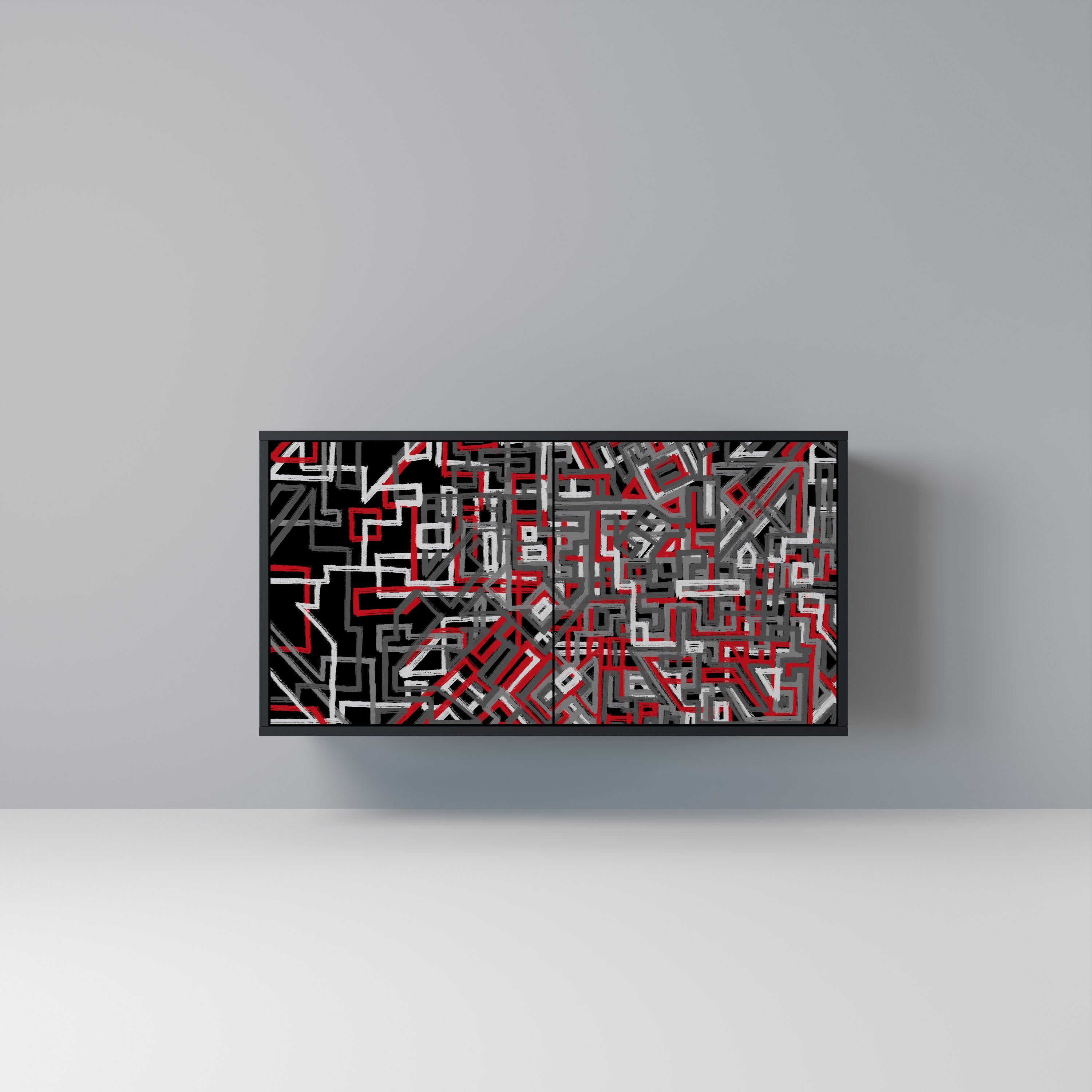 BROKEN LINES Aparador de 2 Portas em Acabamento Preto