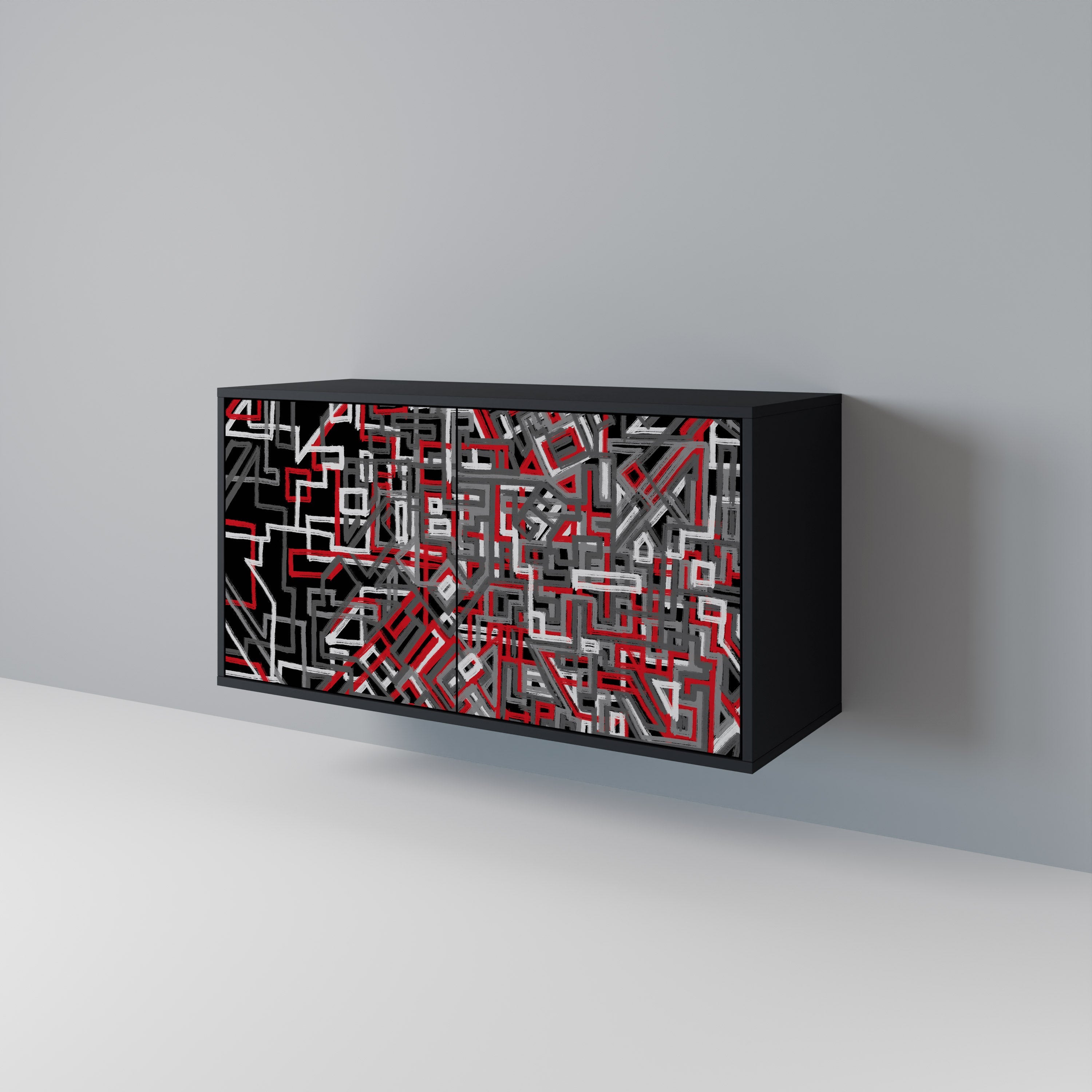 BROKEN LINES Aparador de 2 Portas em Acabamento Preto