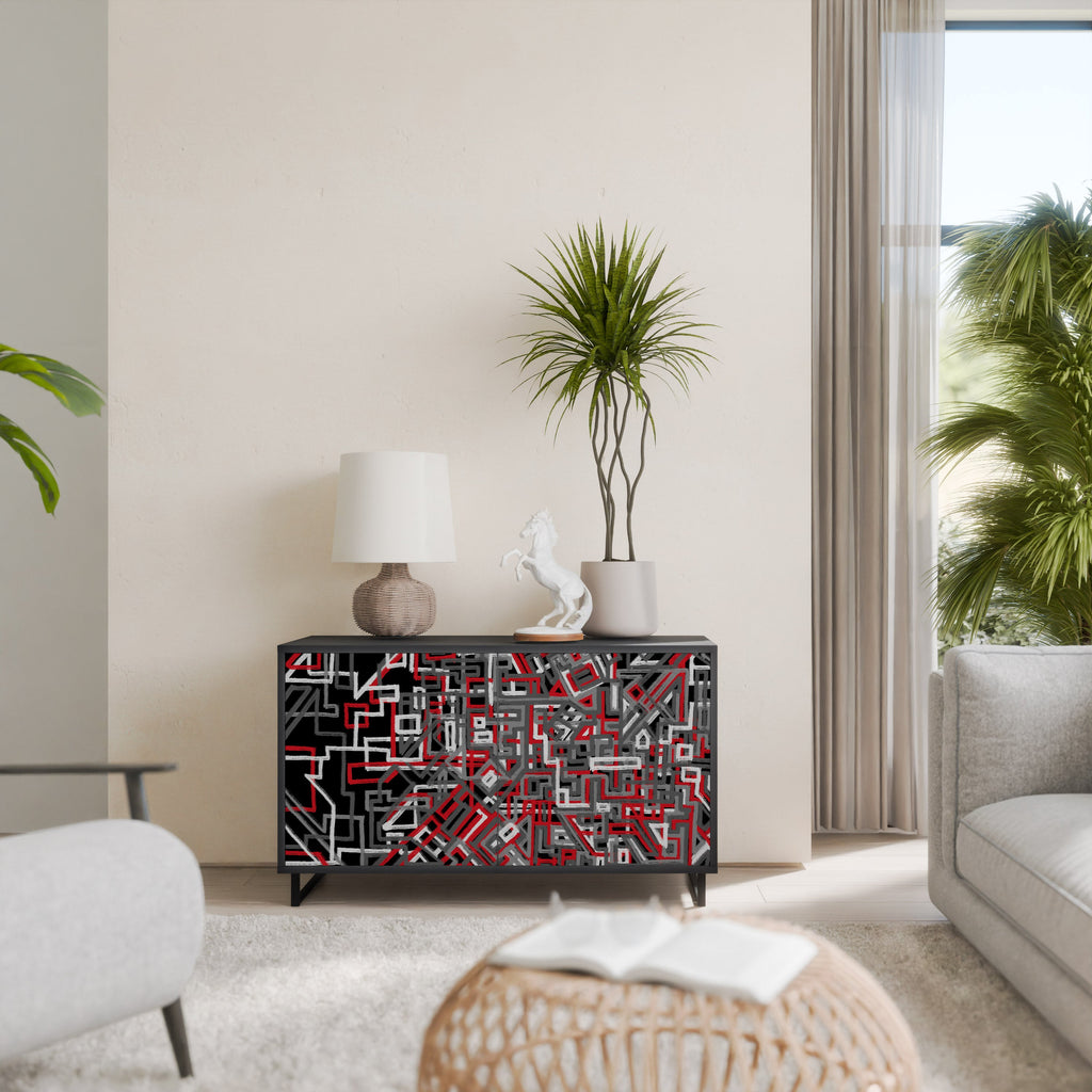 BROKEN LINES Aparador de 2 Portas em Acabamento Preto