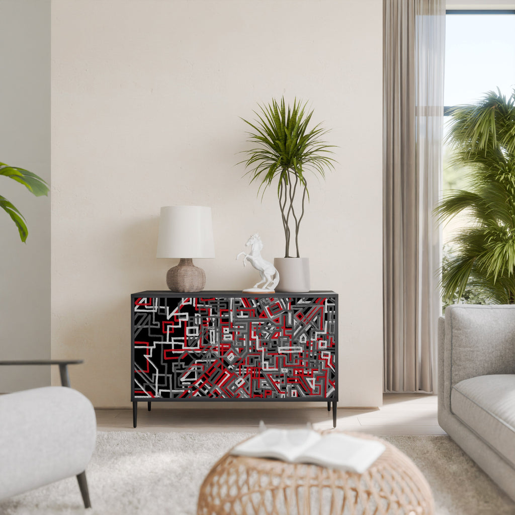 BROKEN LINES Aparador de 2 Portas em Acabamento Preto