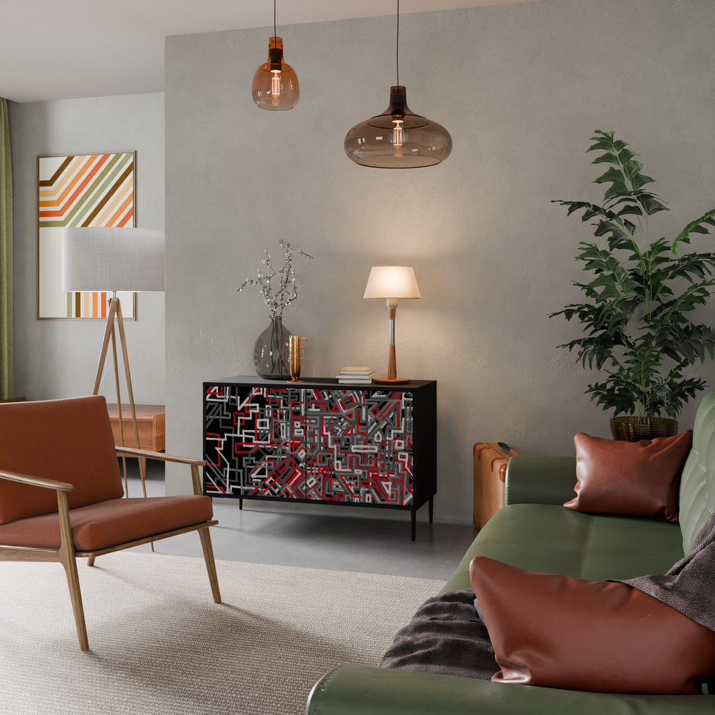 BROKEN LINES Aparador de 2 Portas em Acabamento Preto