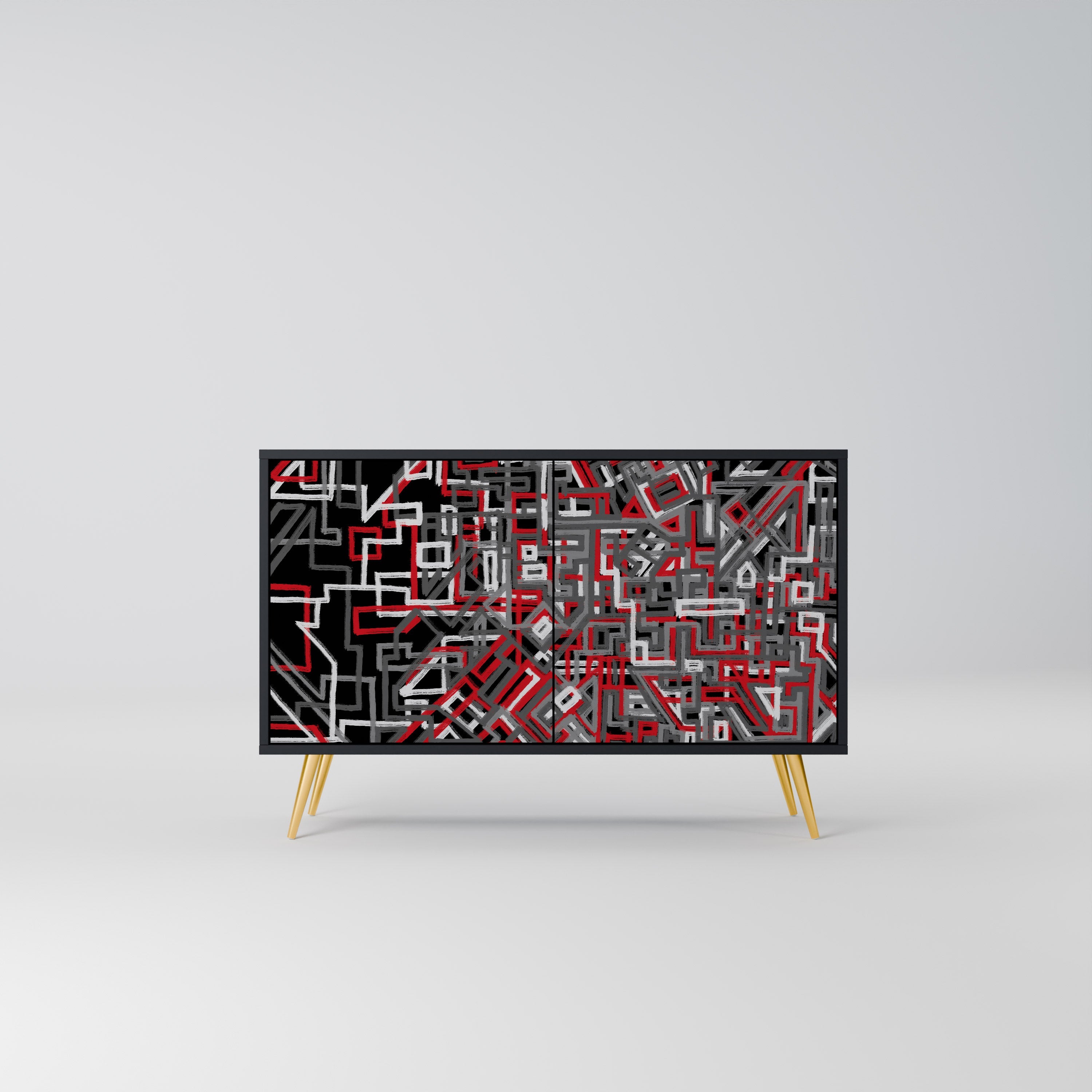 BROKEN LINES Aparador de 2 Portas em Acabamento Preto