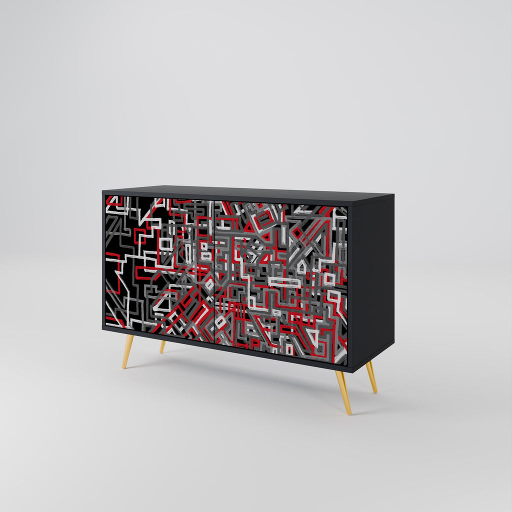 BROKEN LINES Aparador de 2 Portas em Acabamento Preto