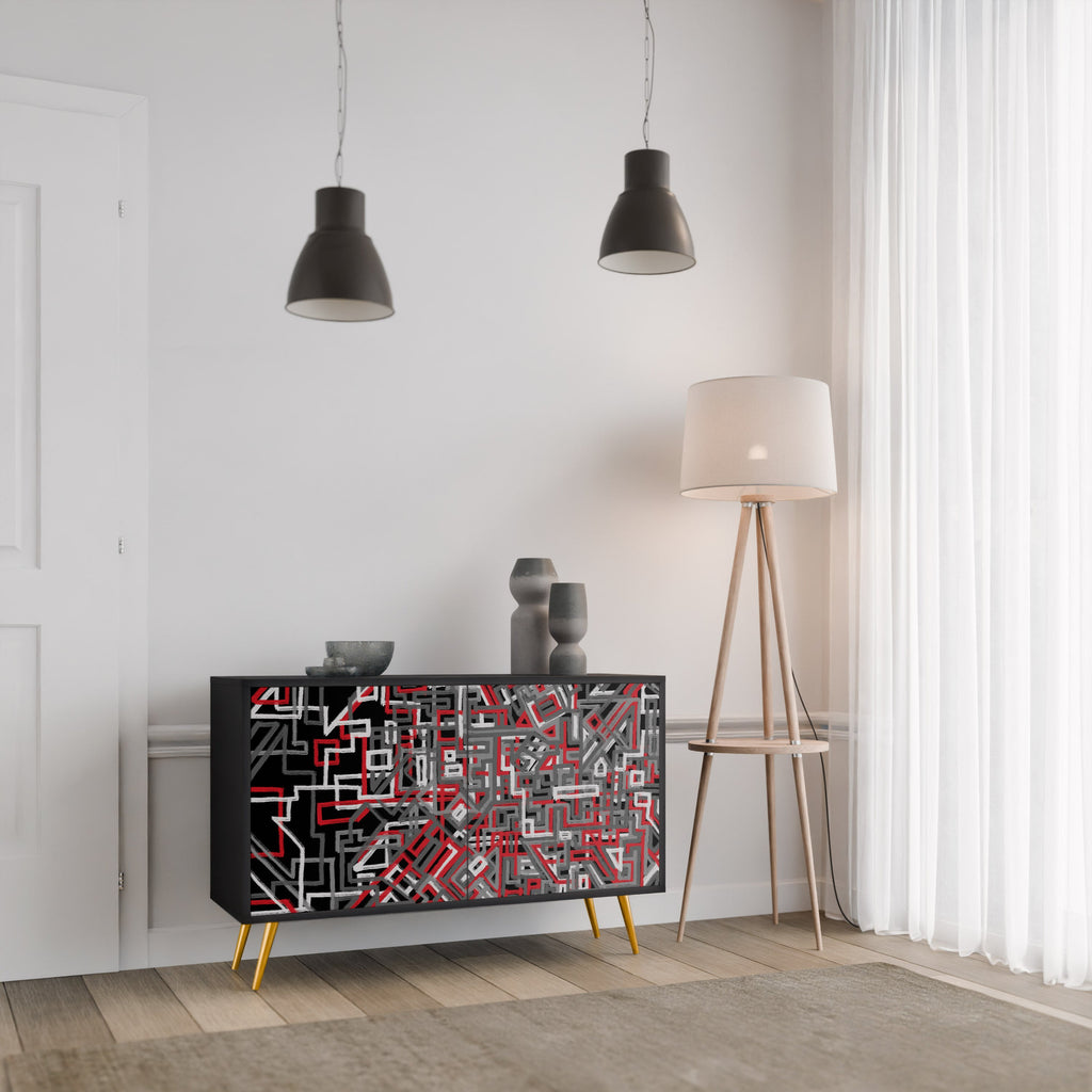 BROKEN LINES Aparador de 2 Portas em Acabamento Preto