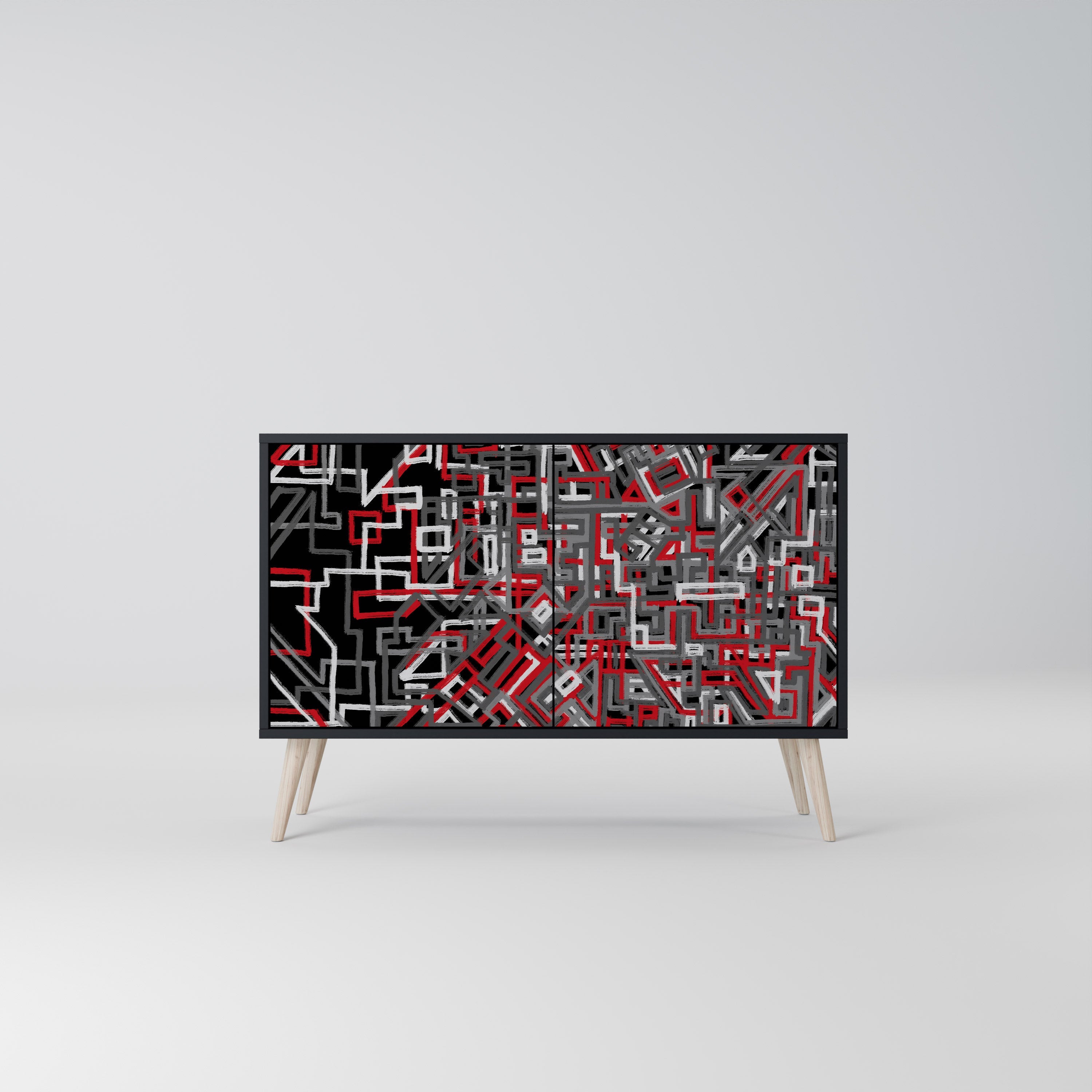 BROKEN LINES Aparador de 2 Portas em Acabamento Preto