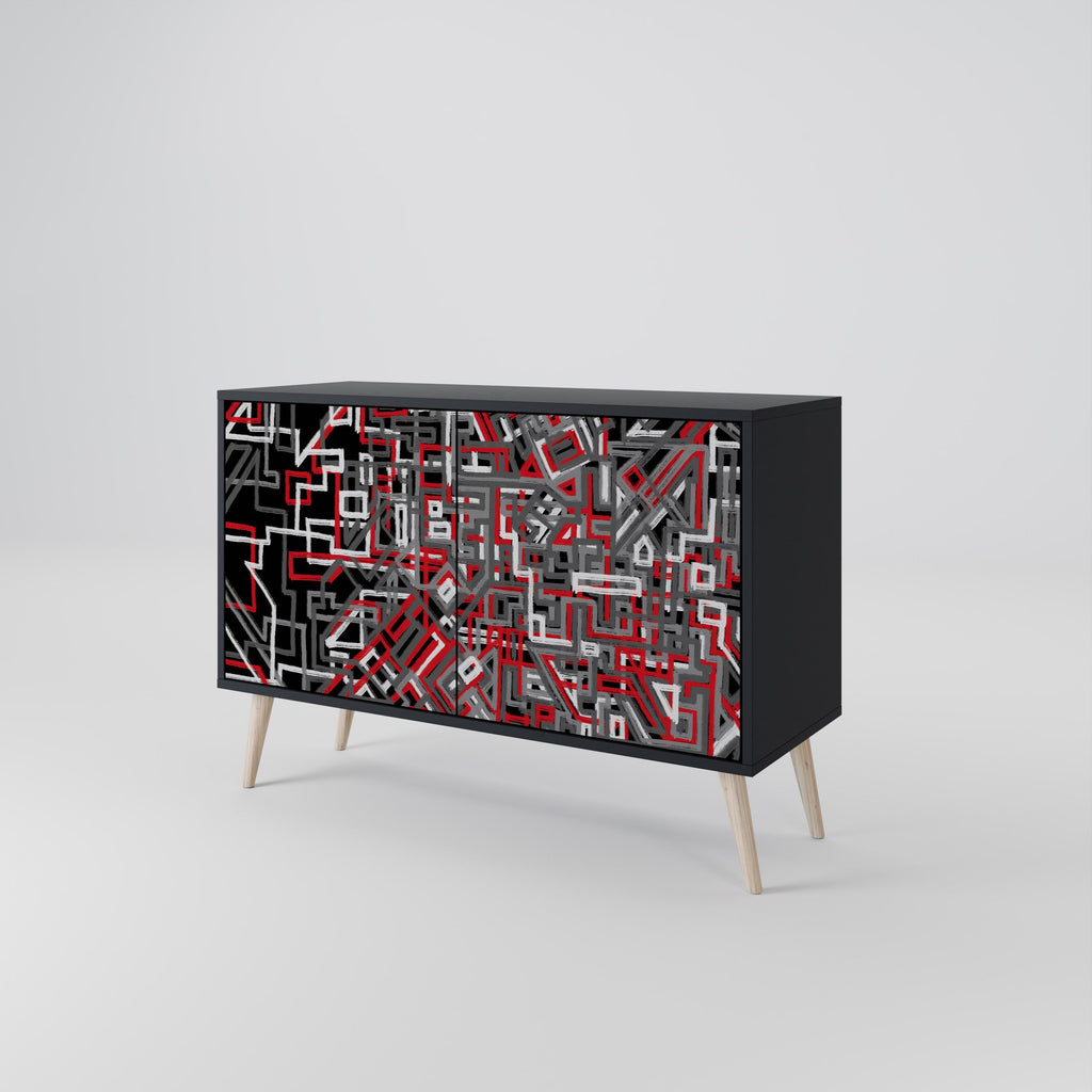 BROKEN LINES Aparador de 2 Portas em Acabamento Preto