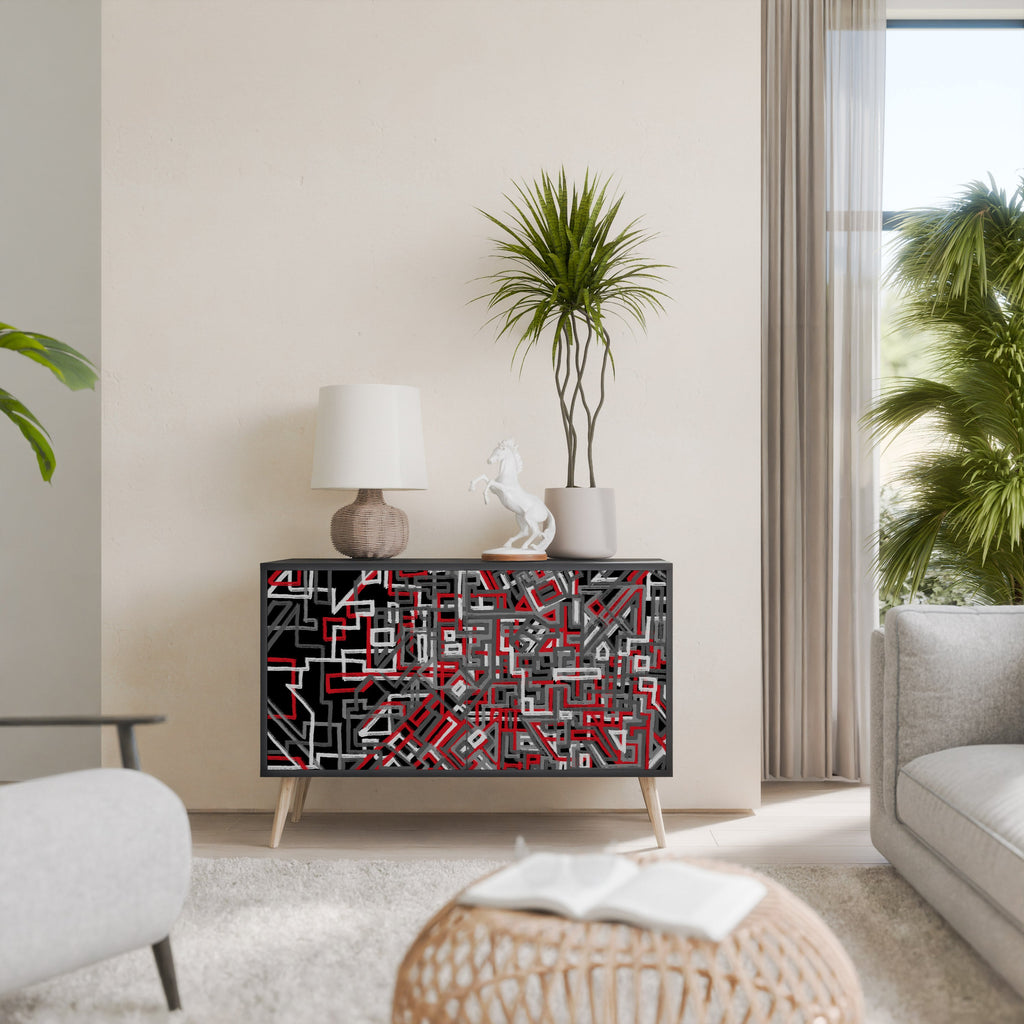 BROKEN LINES Aparador de 2 Portas em Acabamento Preto