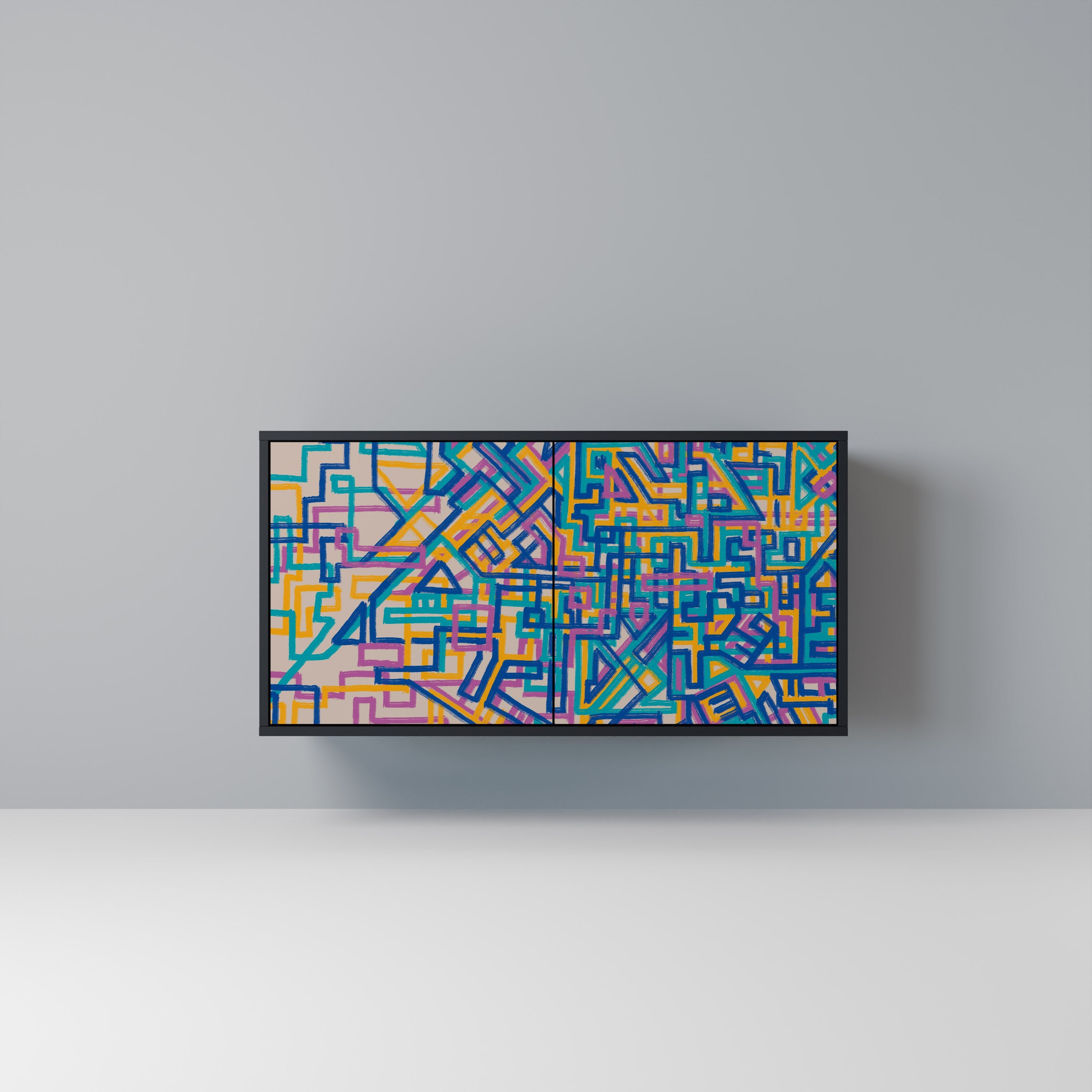 MEMORIES MAP Aparador de 2 Portas em Acabamento Preto