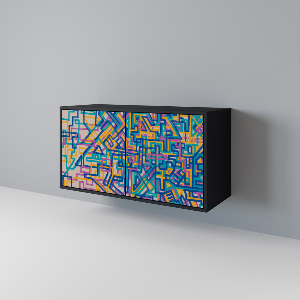 MEMORIES MAP Aparador de 2 Portas em Acabamento Preto