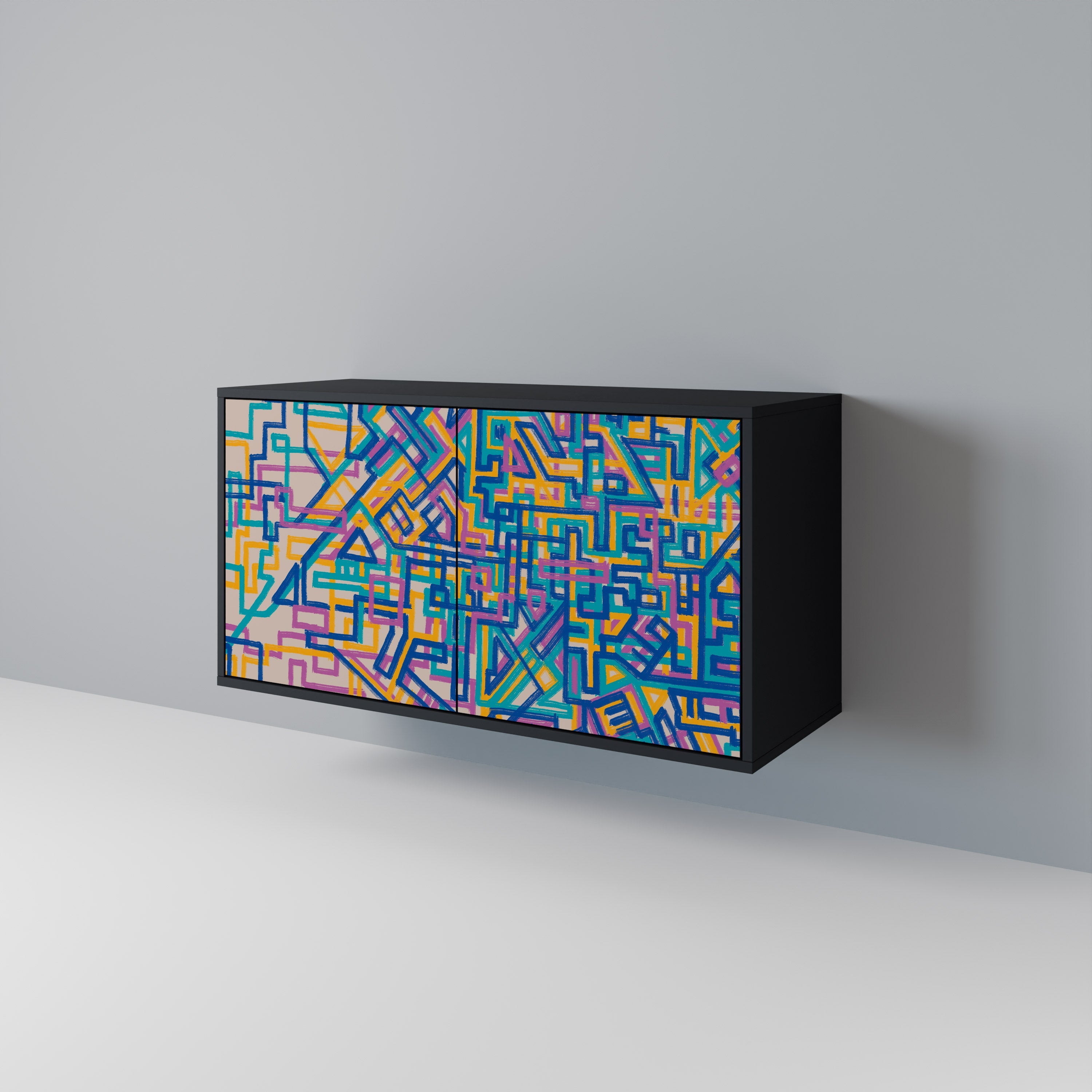 MEMORIES MAP Aparador de 2 Portas em Acabamento Preto