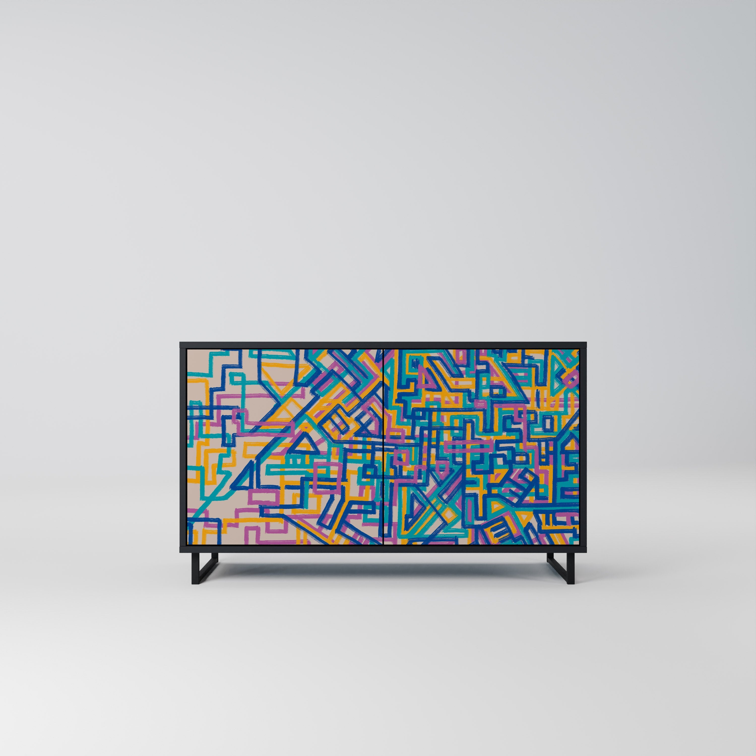 MEMORIES MAP Aparador de 2 Portas em Acabamento Preto