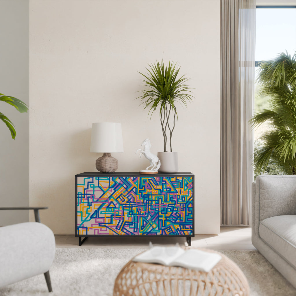 MEMORIES MAP Aparador de 2 Portas em Acabamento Preto