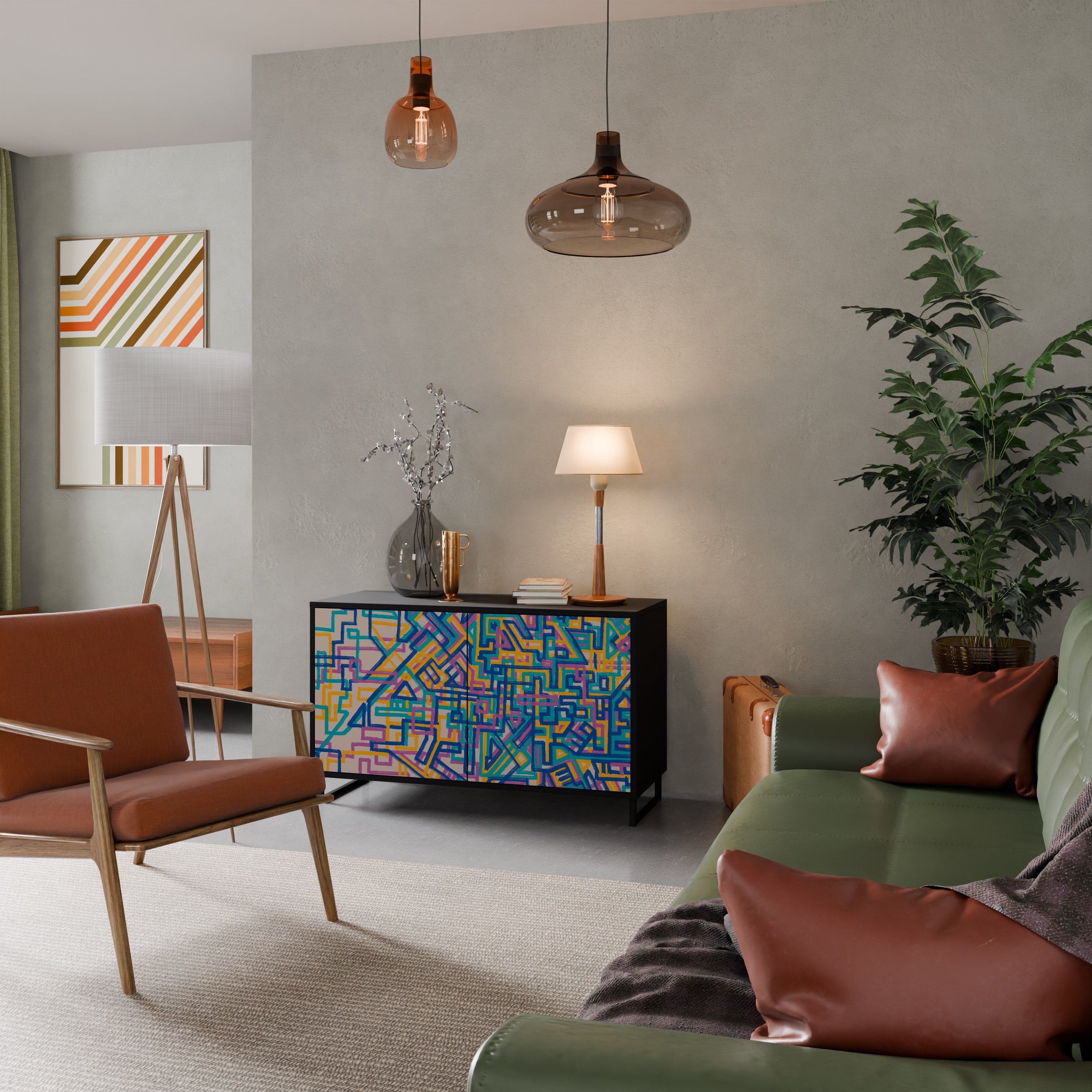 MEMORIES MAP Aparador de 2 Portas em Acabamento Preto