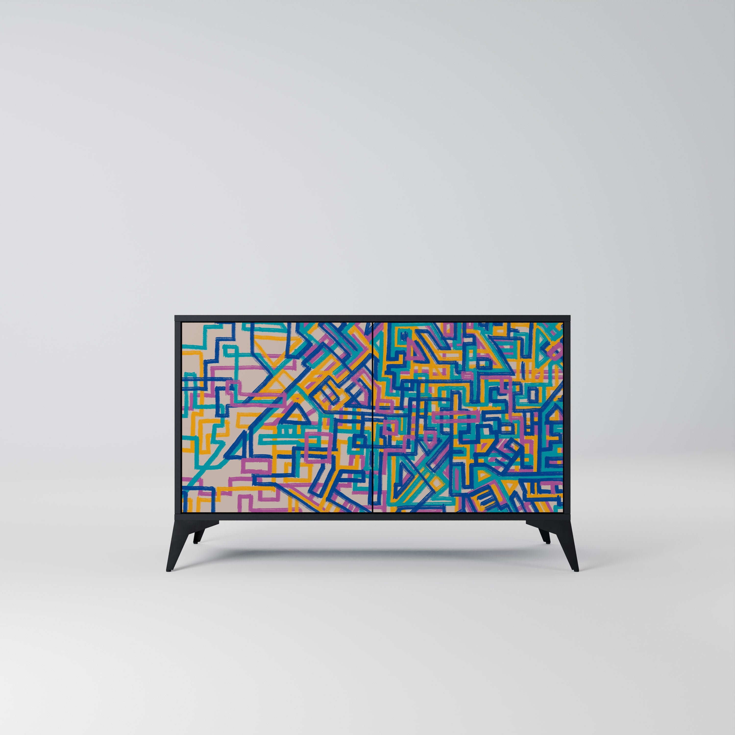 MEMORIES MAP Aparador de 2 Portas em Acabamento Preto