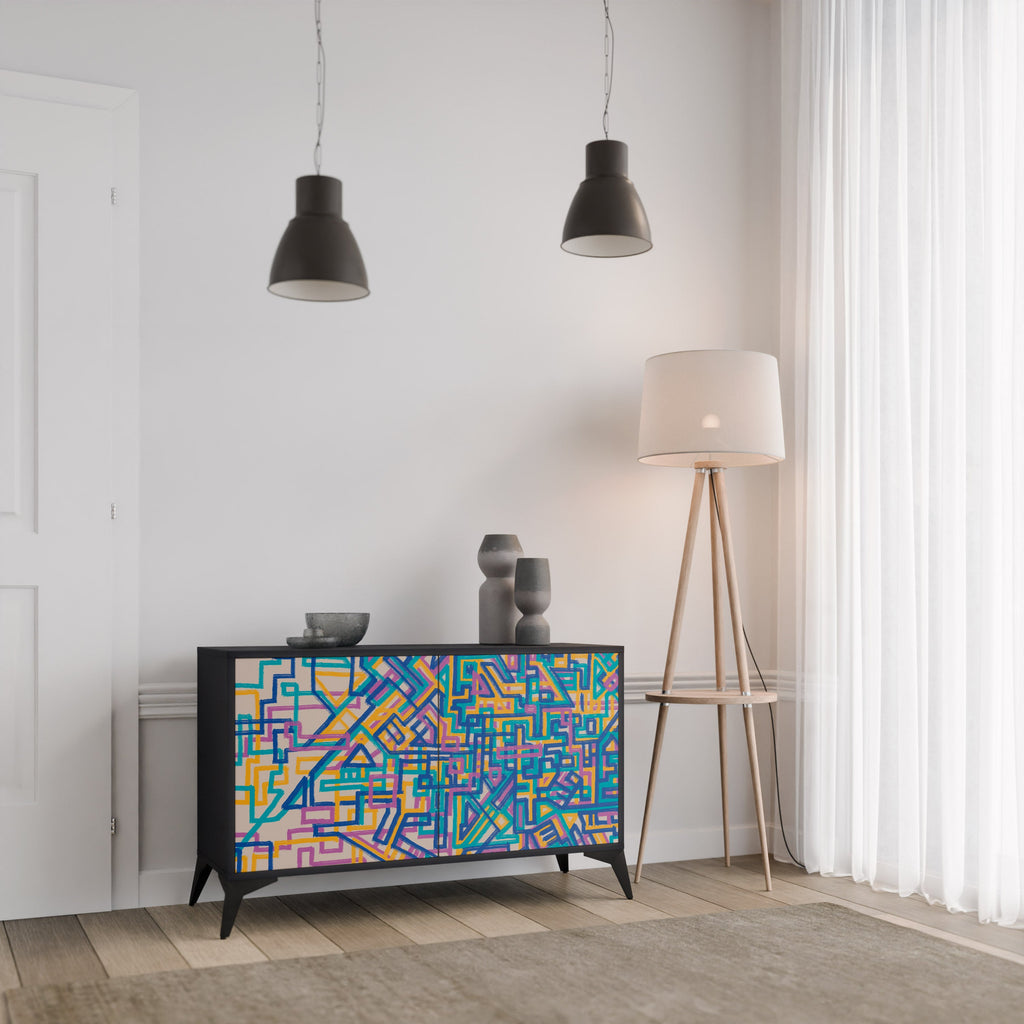 MEMORIES MAP Aparador de 2 Portas em Acabamento Preto