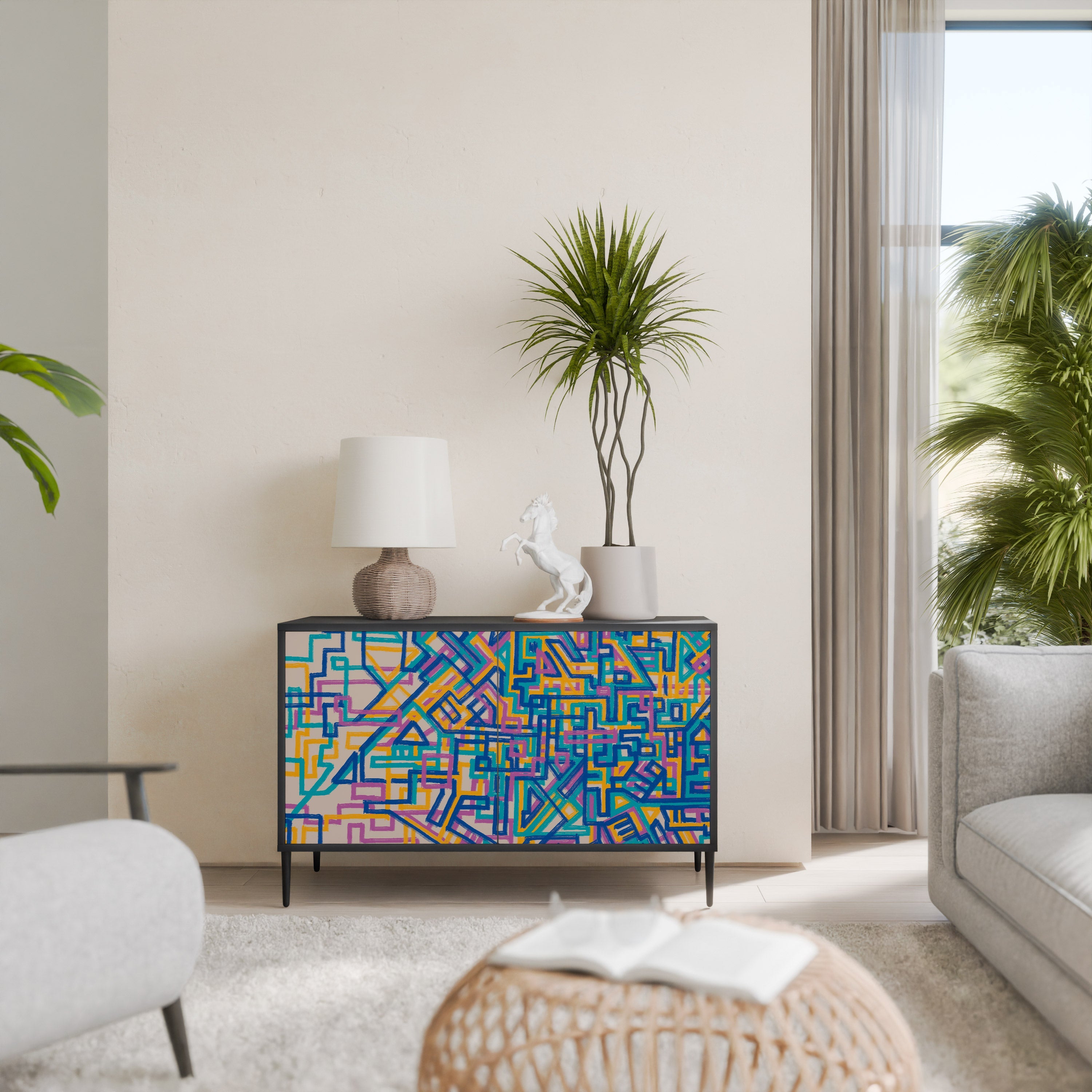 MEMORIES MAP Aparador de 2 Portas em Acabamento Preto