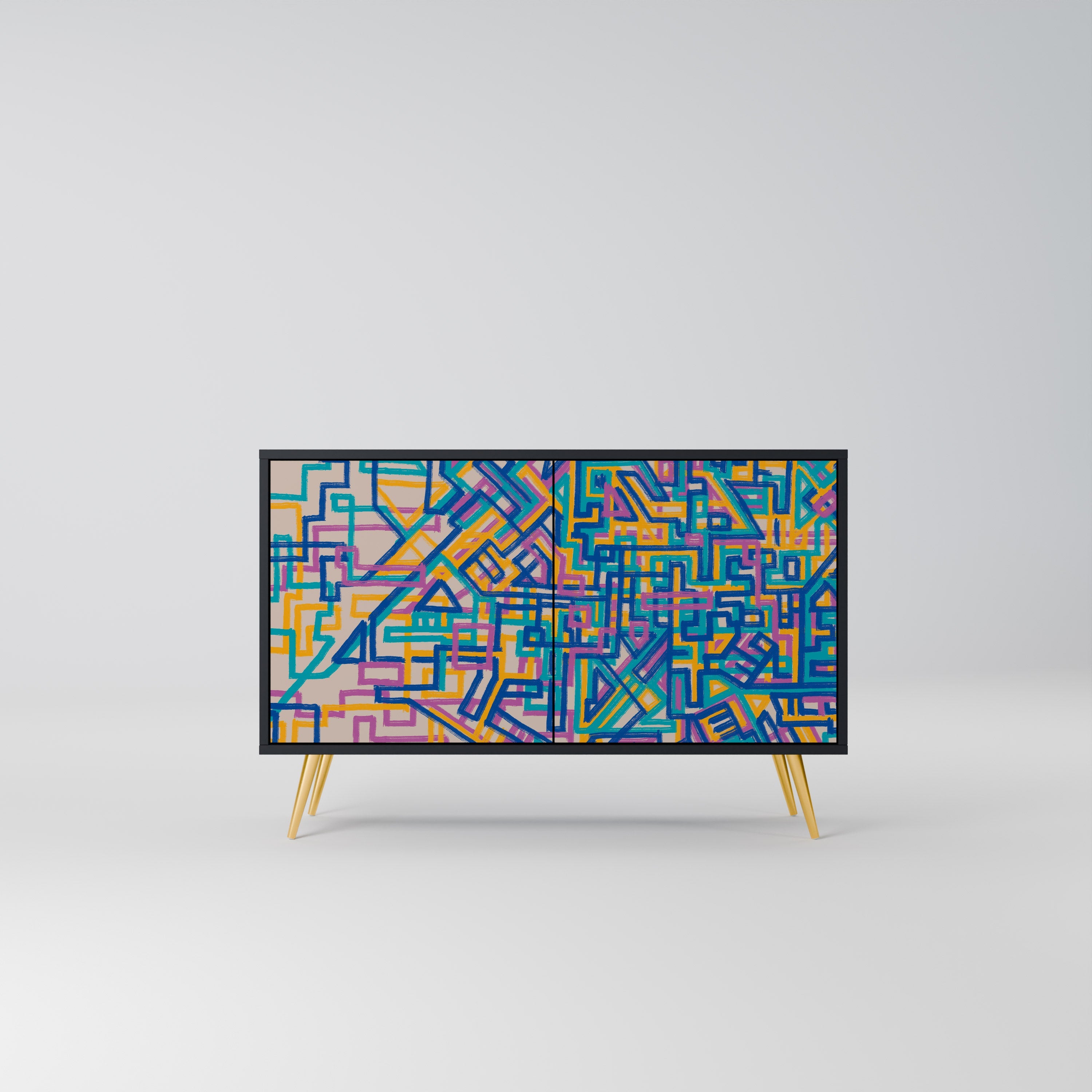 MEMORIES MAP Aparador de 2 Portas em Acabamento Preto