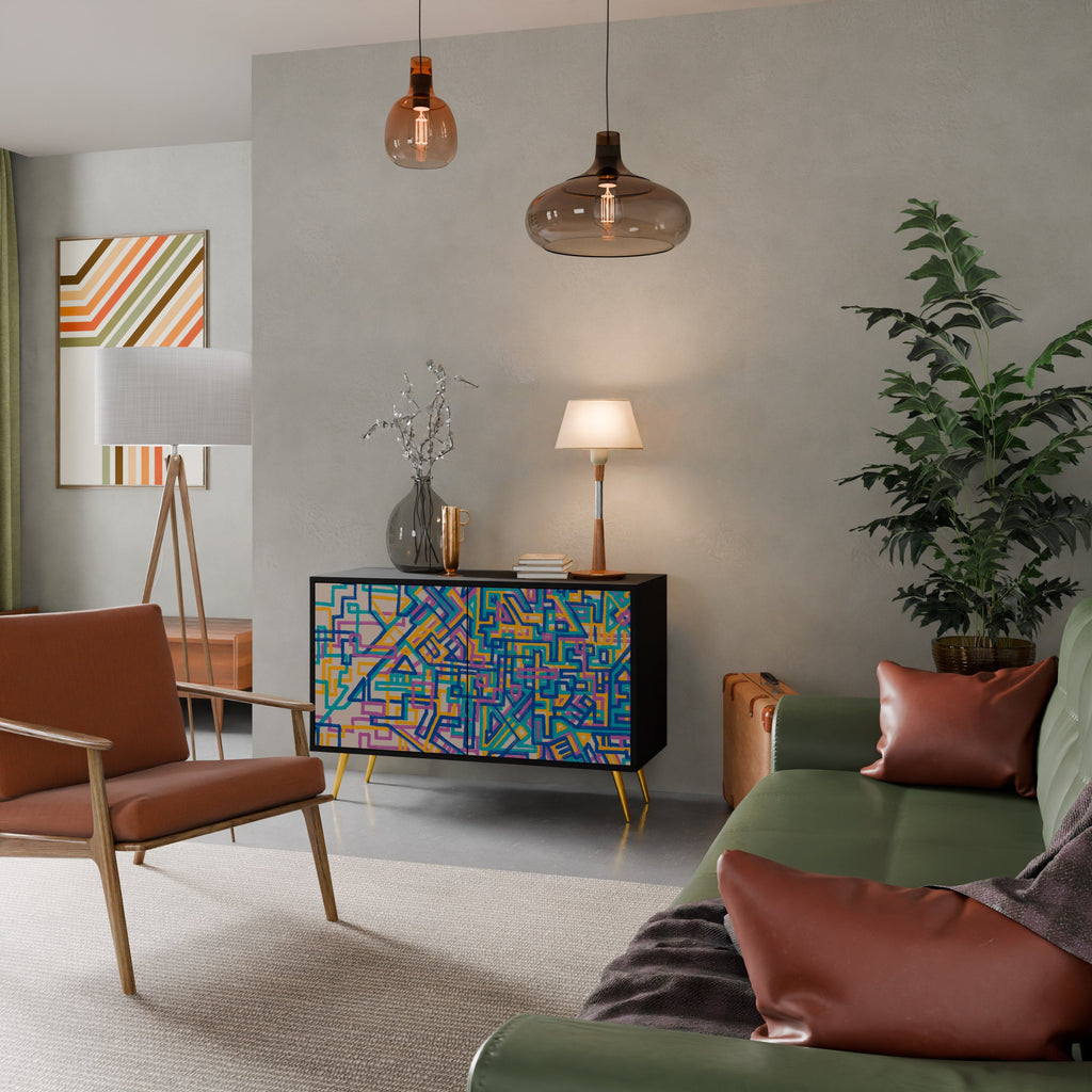 MEMORIES MAP Aparador de 2 Portas em Acabamento Preto