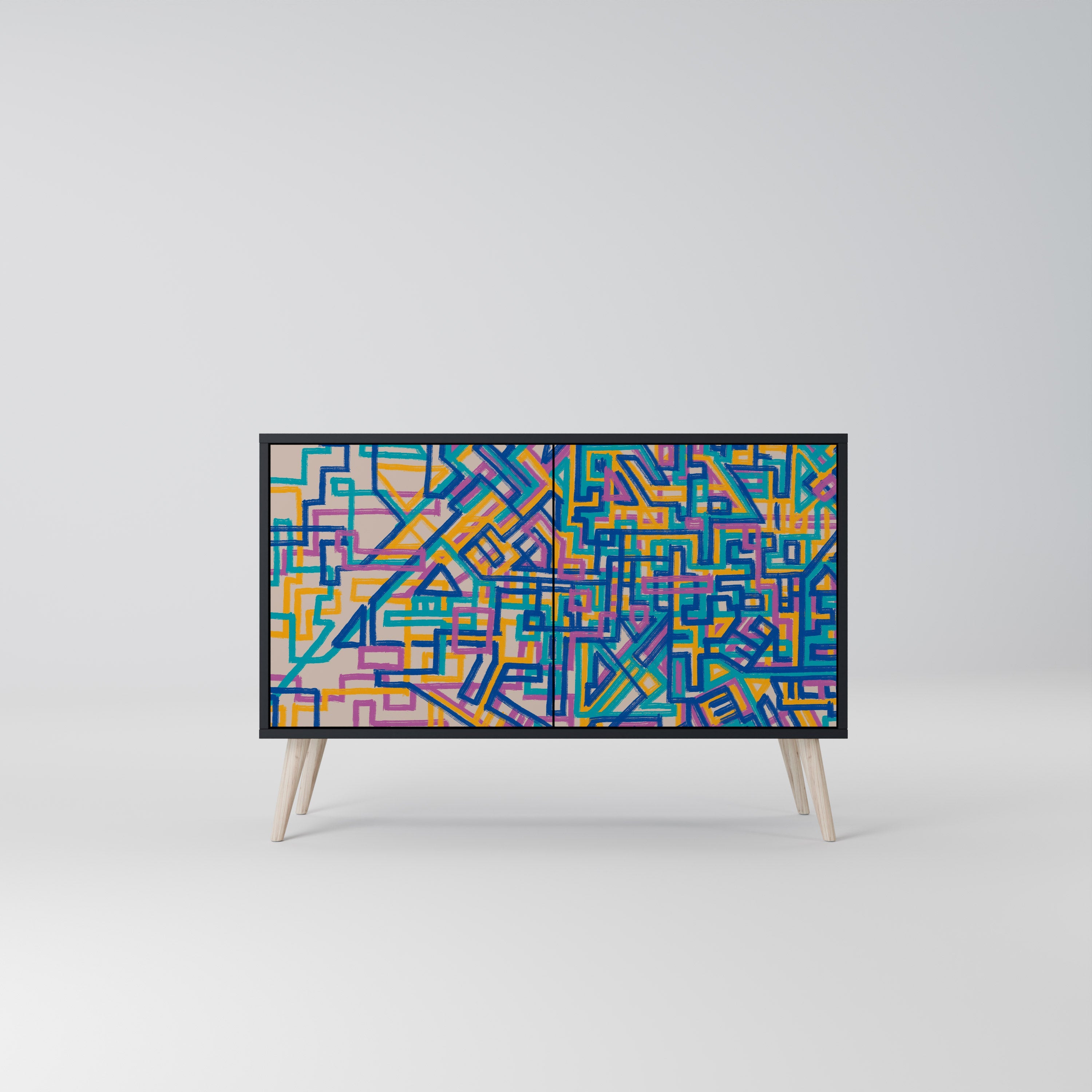 MEMORIES MAP Aparador de 2 Portas em Acabamento Preto