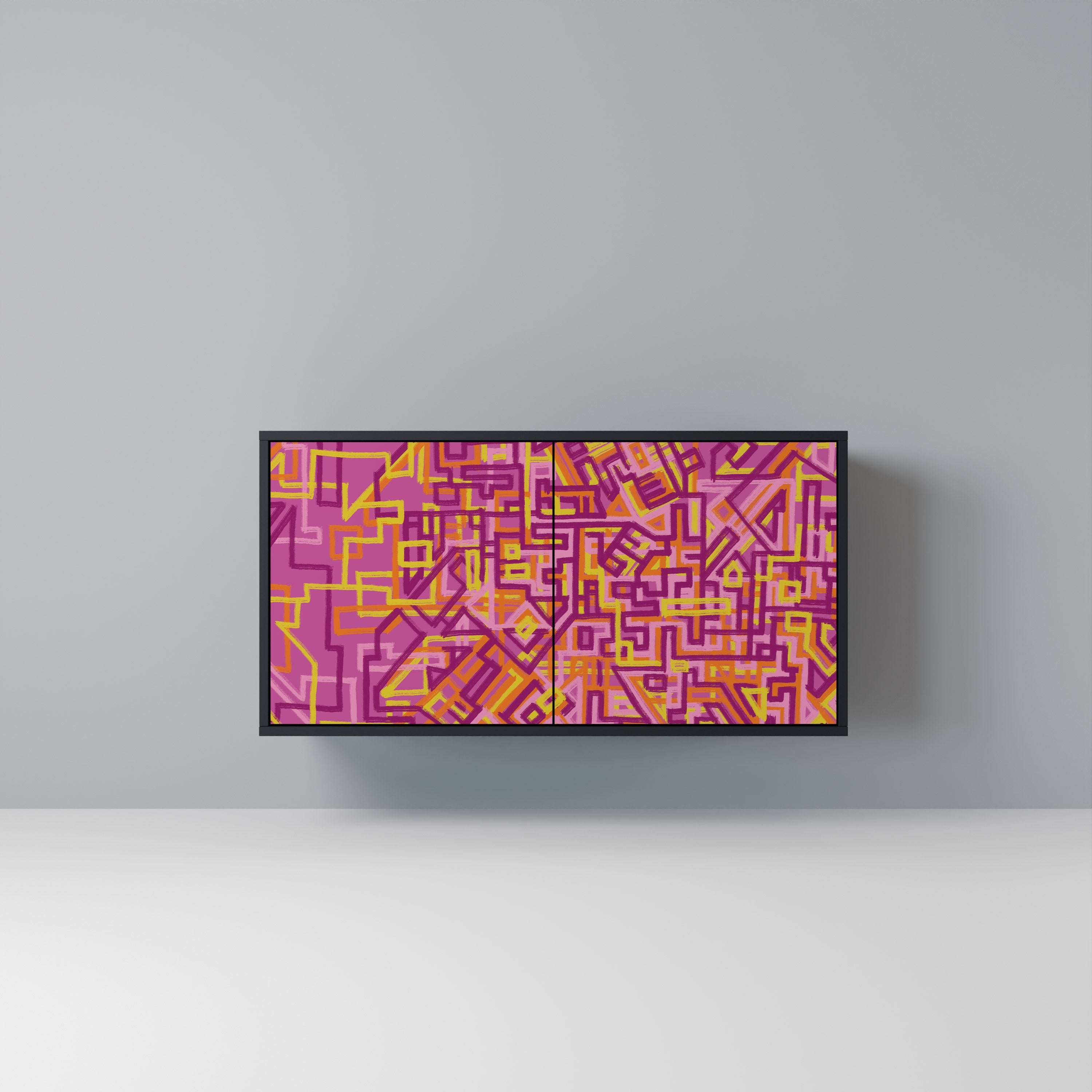 LOVELY MEMORIES Aparador de 2 Portas em Acabamento Preto