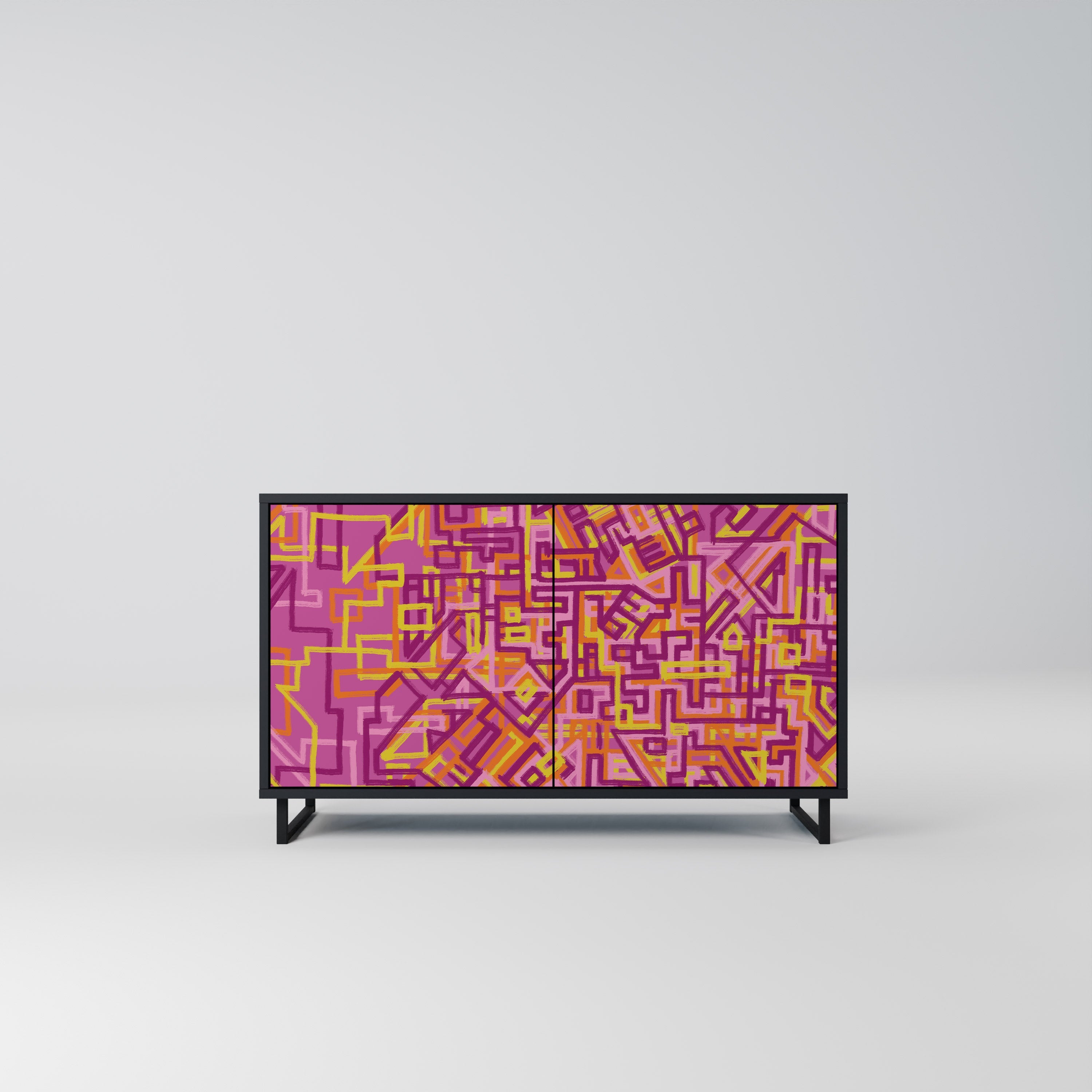 LOVELY MEMORIES Aparador de 2 Portas em Acabamento Preto