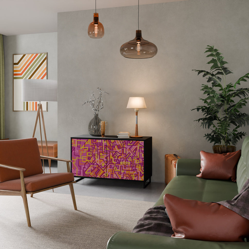 LOVELY MEMORIES Aparador de 2 Portas em Acabamento Preto