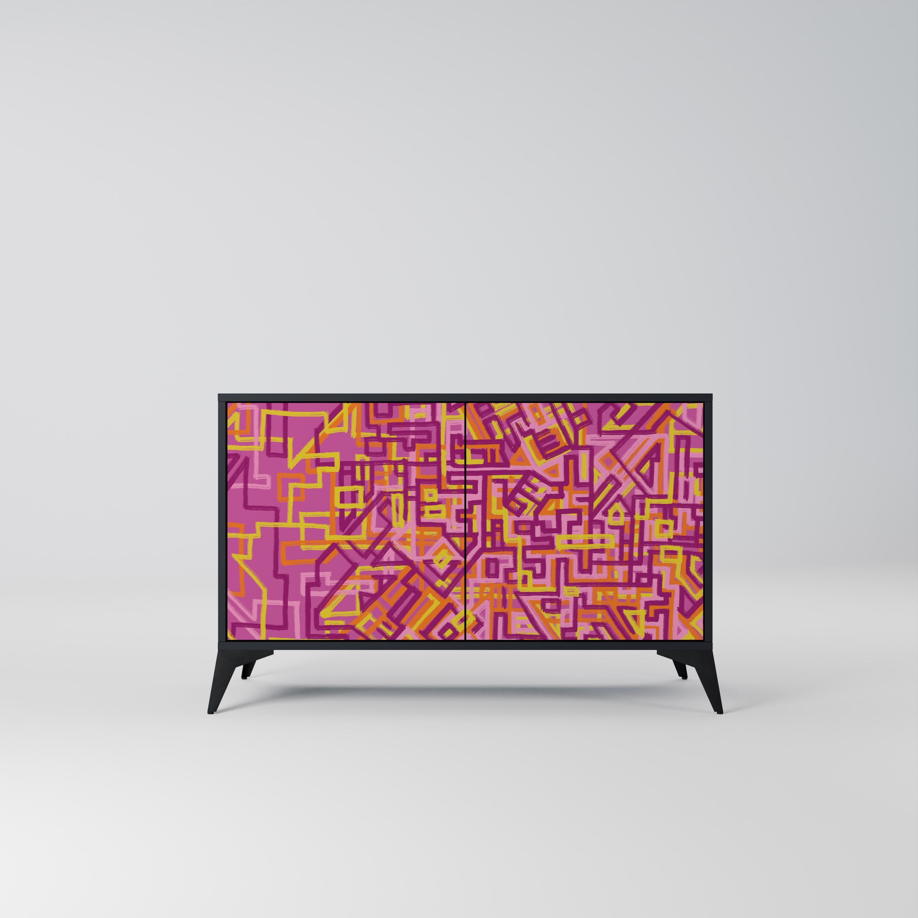 LOVELY MEMORIES Aparador de 2 Portas em Acabamento Preto