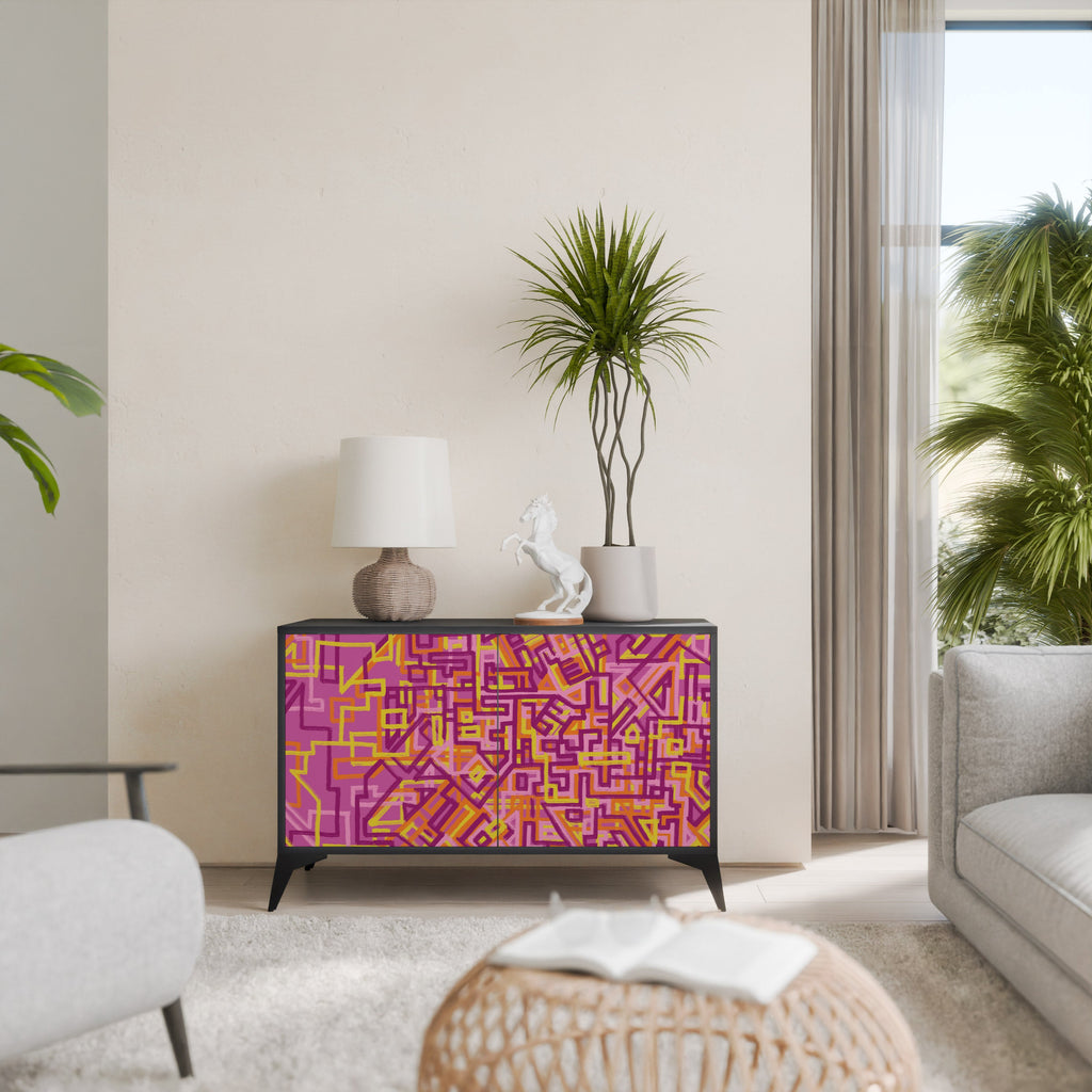 LOVELY MEMORIES Aparador de 2 Portas em Acabamento Preto