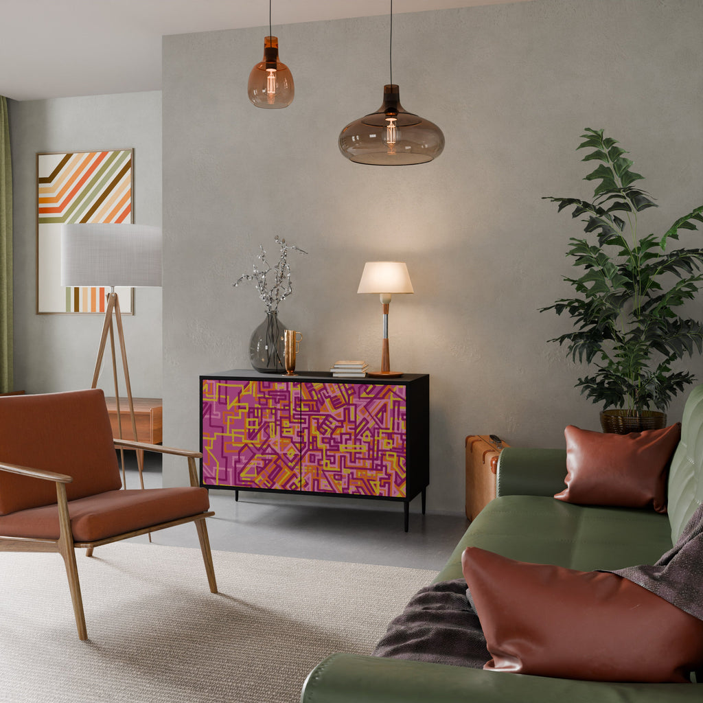 LOVELY MEMORIES Aparador de 2 Portas em Acabamento Preto