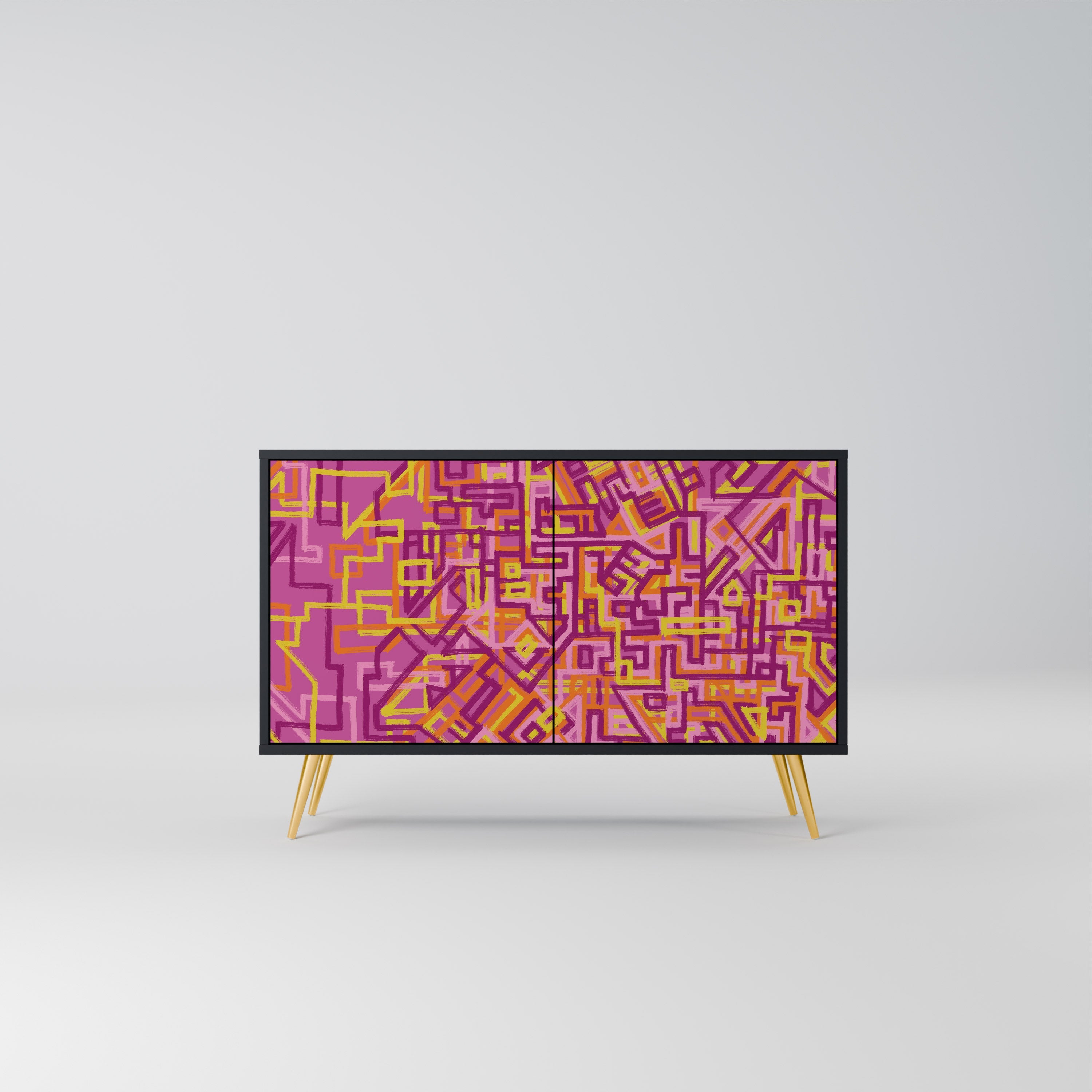 LOVELY MEMORIES Aparador de 2 Portas em Acabamento Preto