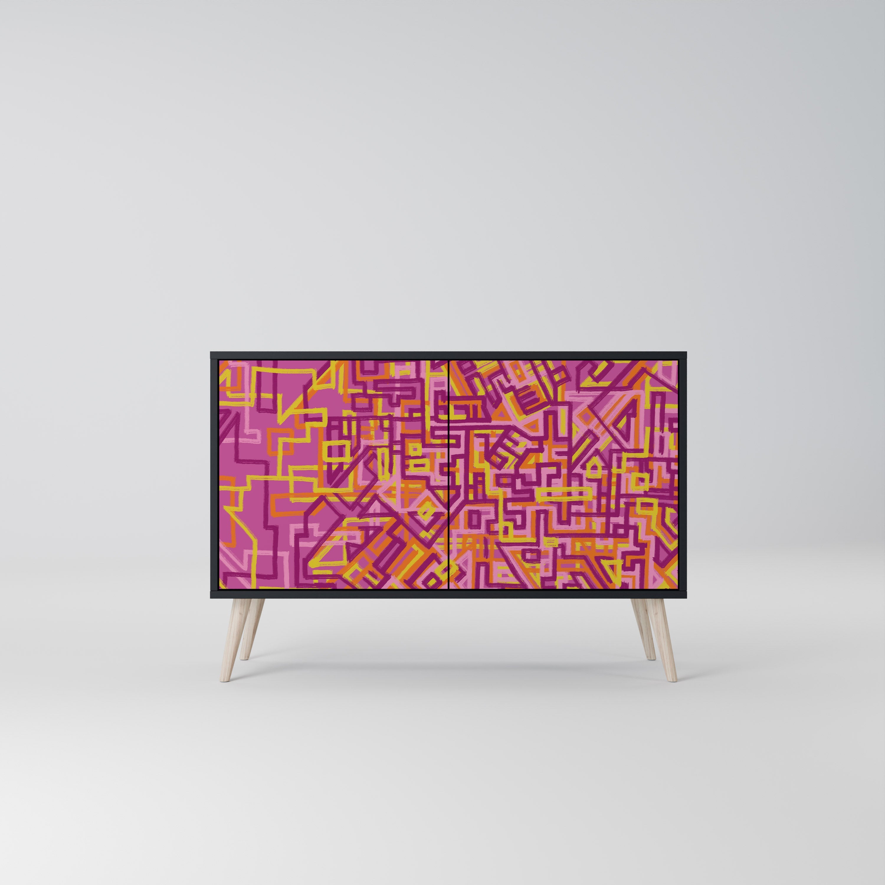 LOVELY MEMORIES Aparador de 2 Portas em Acabamento Preto