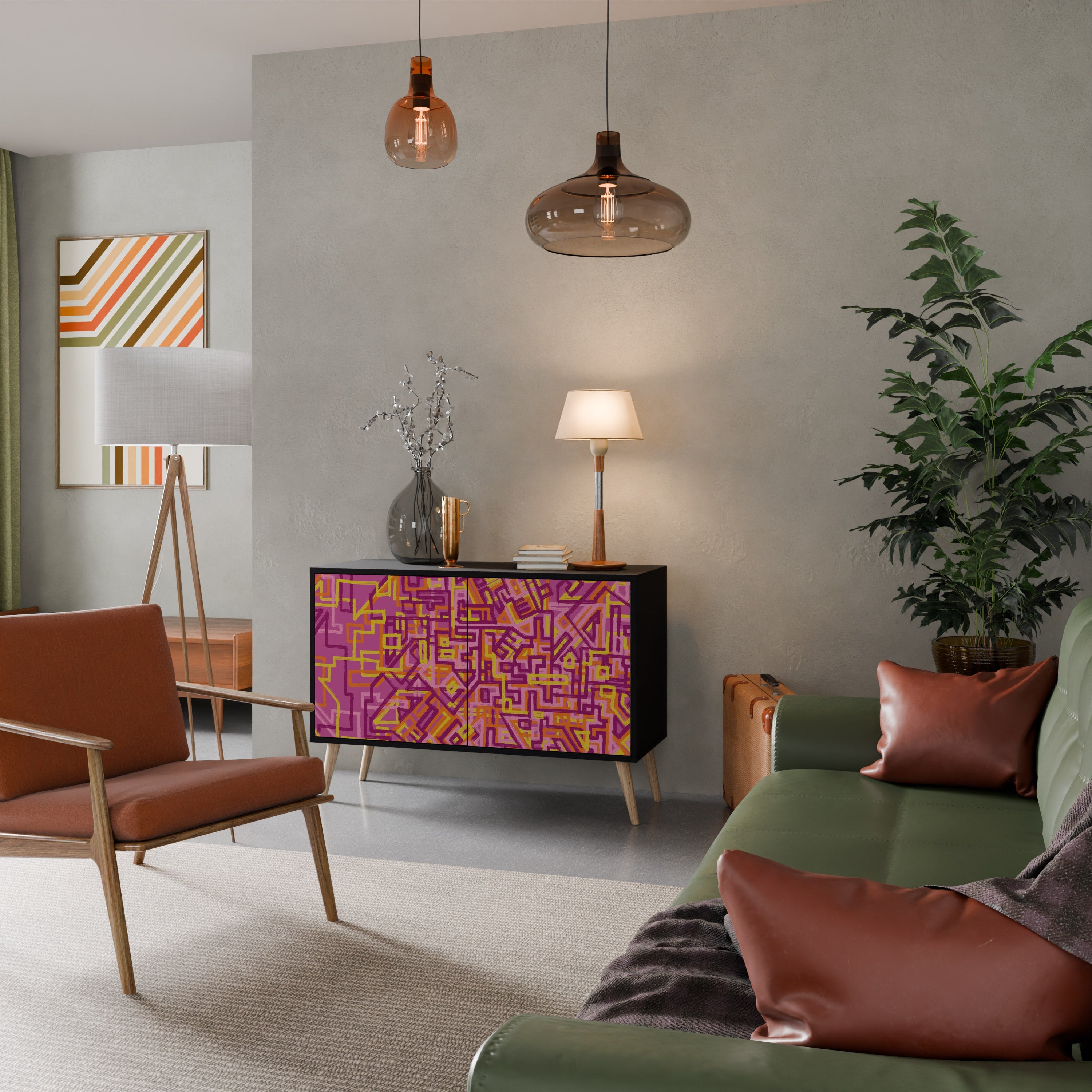 LOVELY MEMORIES Aparador de 2 Portas em Acabamento Preto