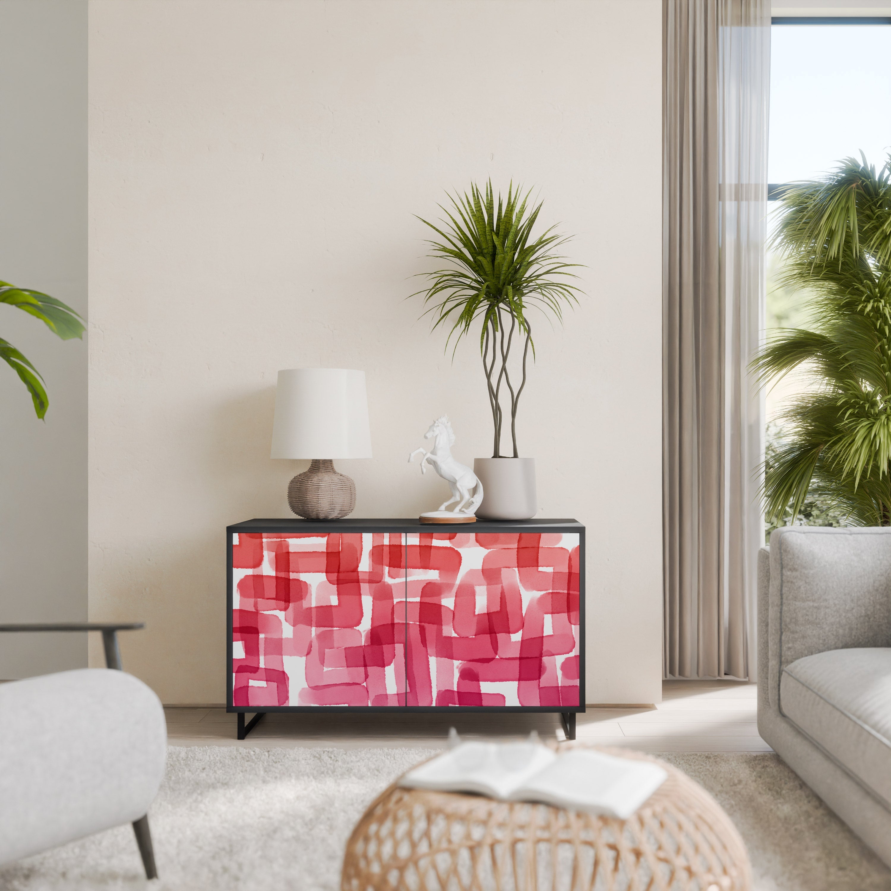 KALEIDOSCOPIC CUBISM 2-Door Sideboard in Black Finish