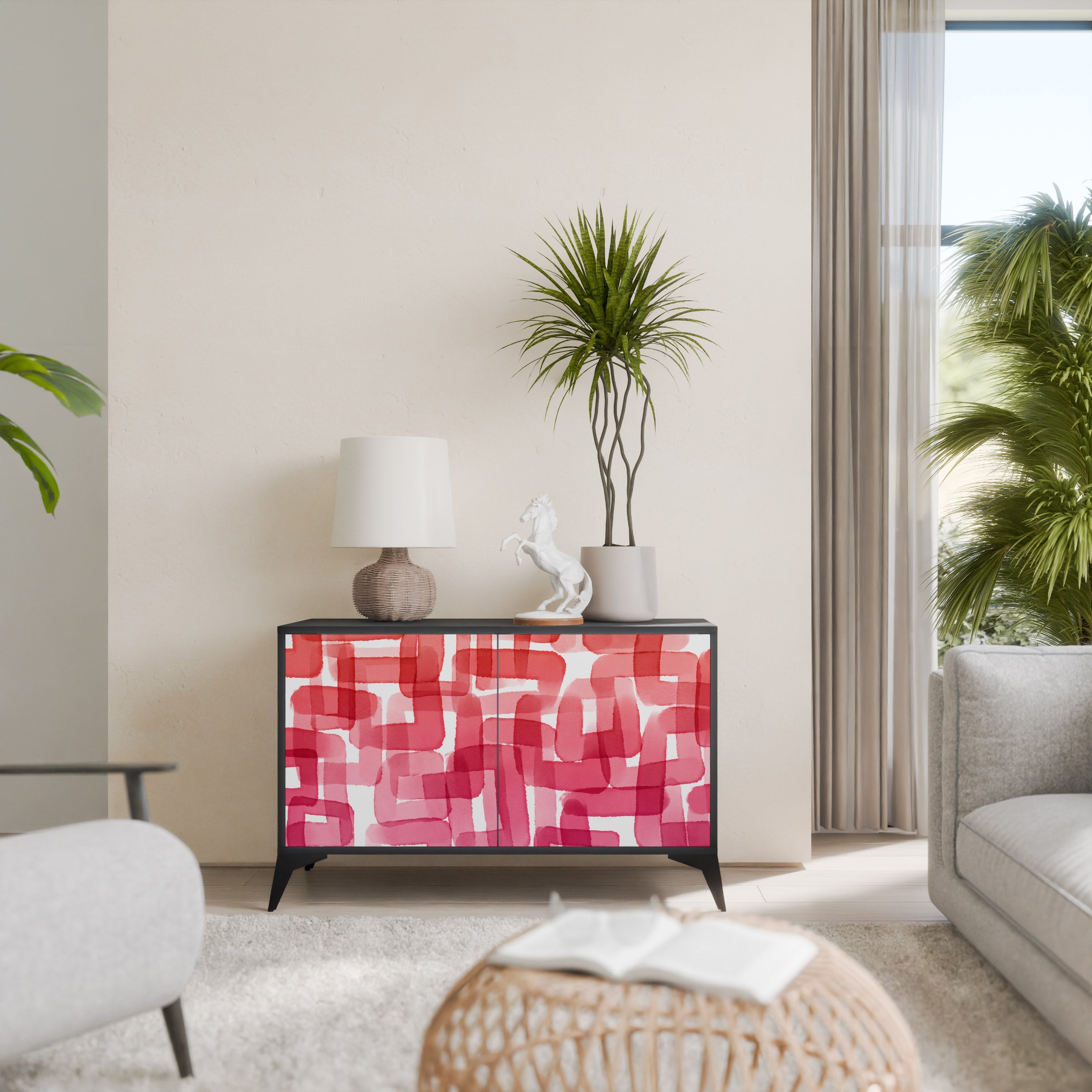 KALEIDOSCOPIC CUBISM 2-Door Sideboard in Black Finish