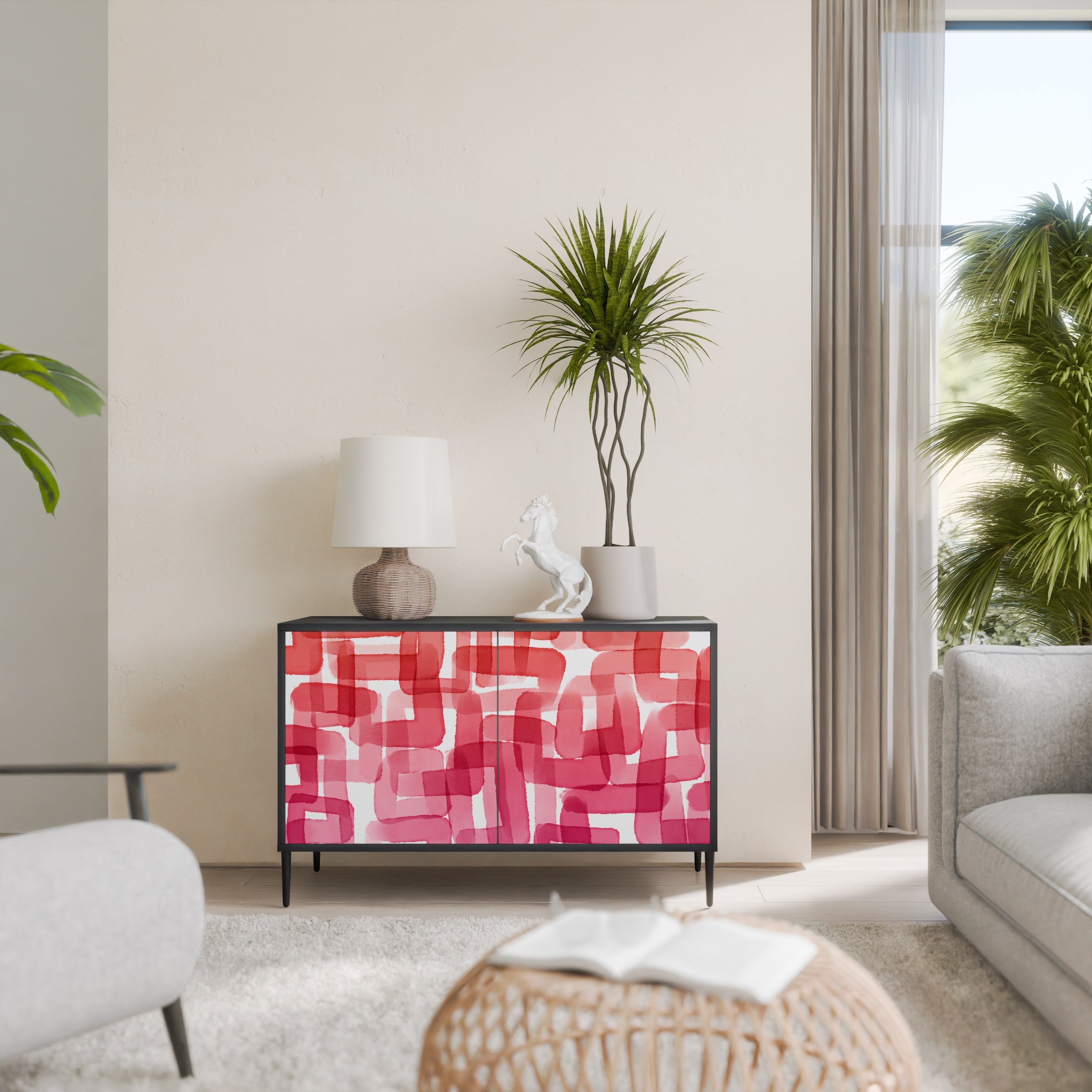 KALEIDOSCOPIC CUBISM Aparador de 2 Portas em Acabamento Preto