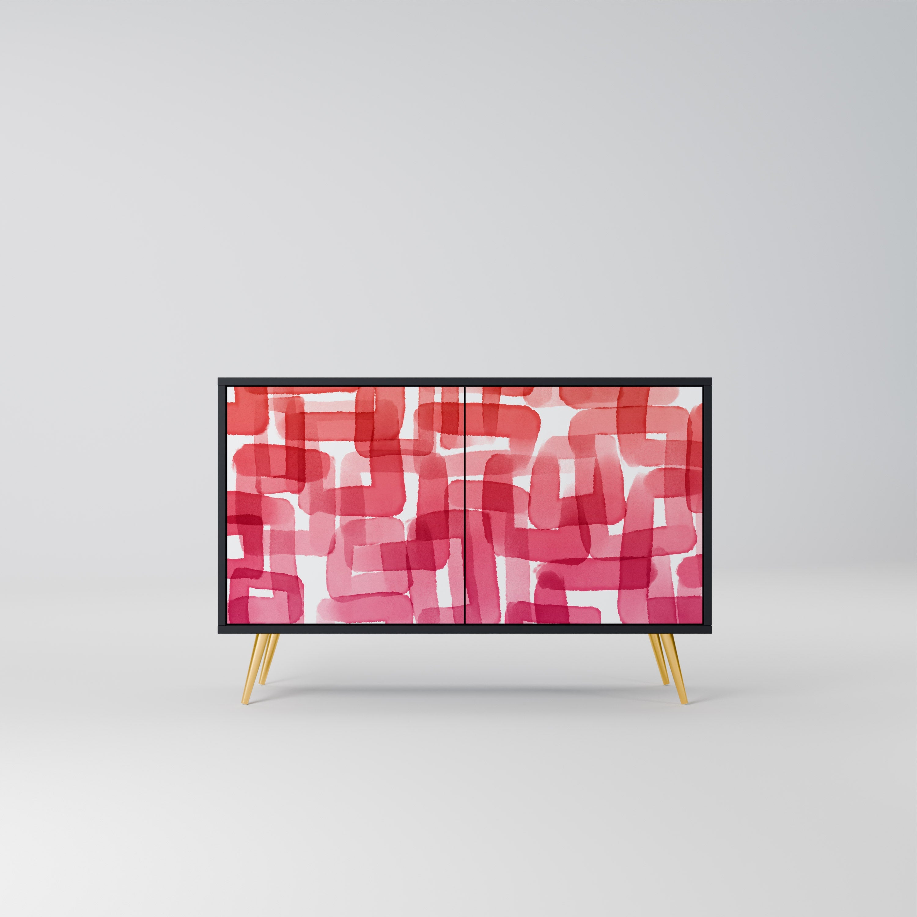 KALEIDOSCOPIC CUBISM Aparador de 2 Portas em Acabamento Preto