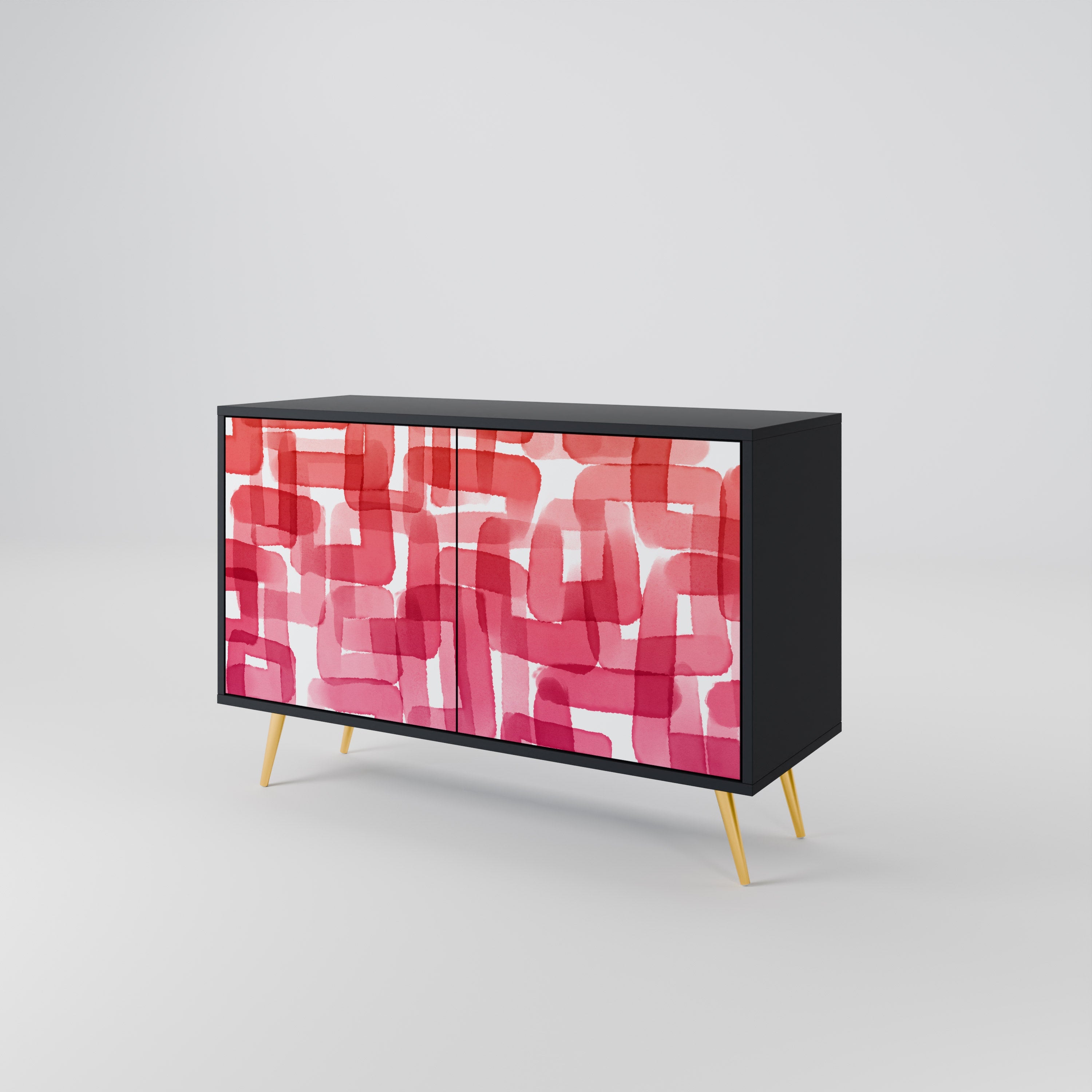KALEIDOSCOPIC CUBISM 2-Door Sideboard in Black Finish
