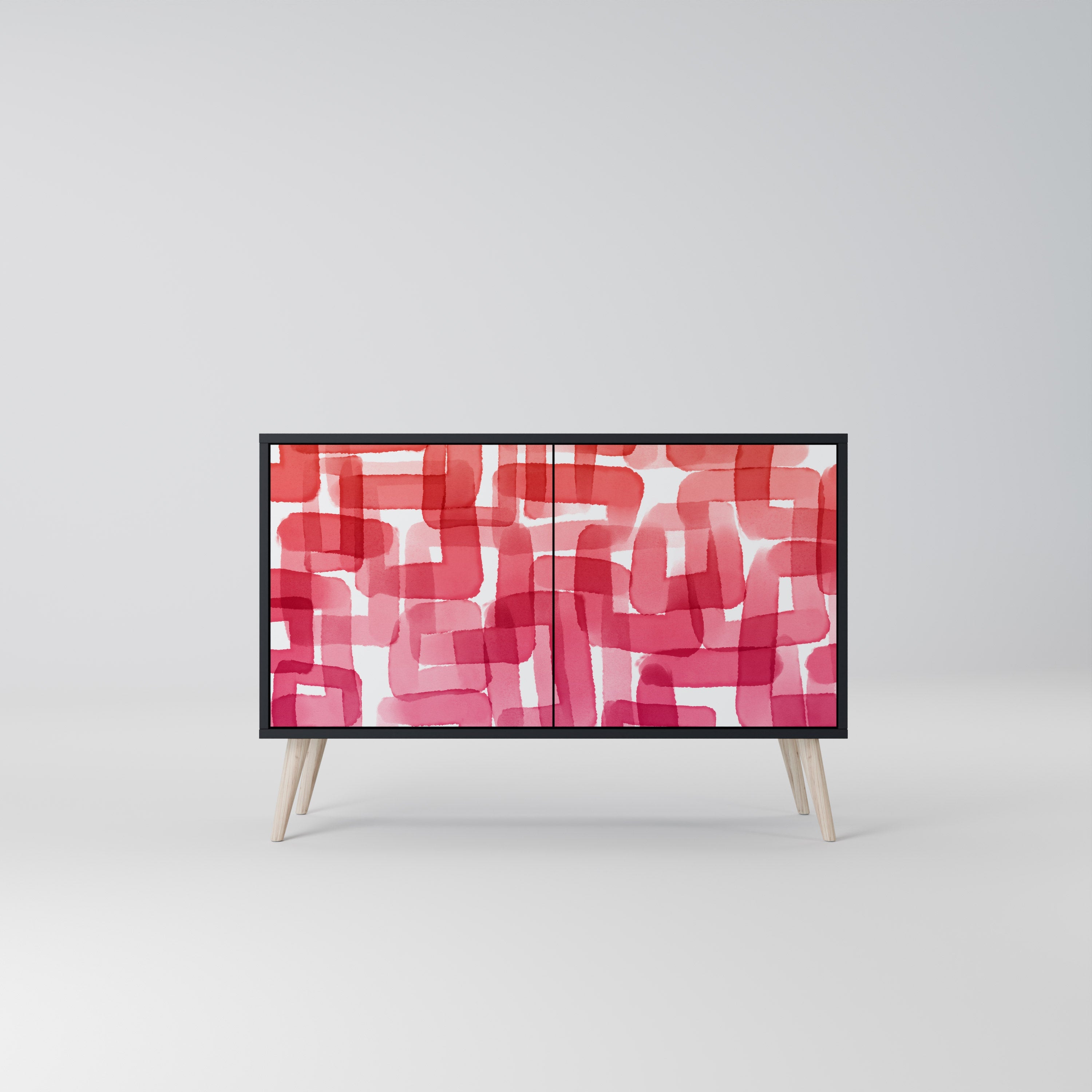 KALEIDOSCOPIC CUBISM Aparador de 2 Portas em Acabamento Preto