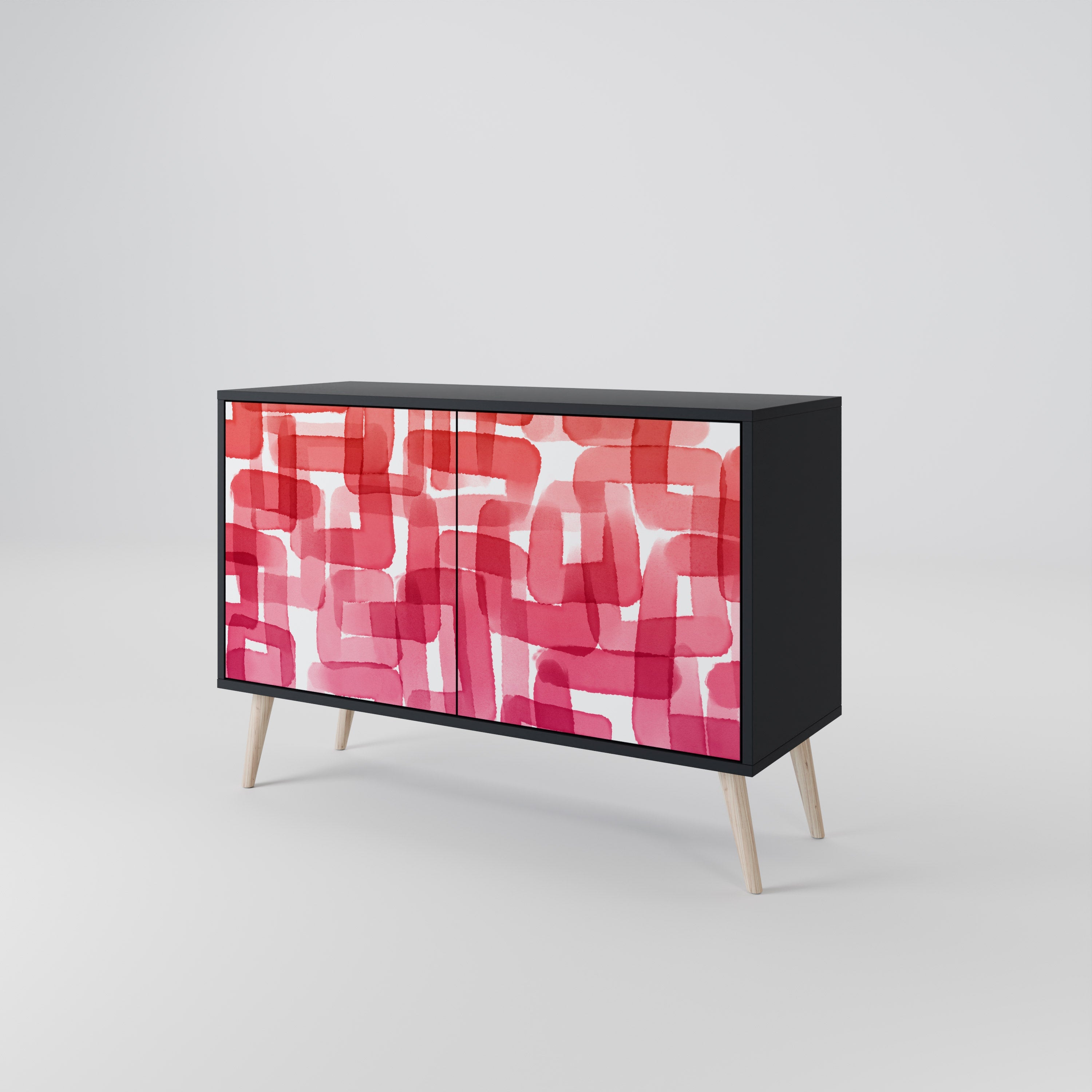 KALEIDOSCOPIC CUBISM 2-Door Sideboard in Black Finish