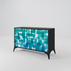 TURQUOISE RECTANGLES 2-Door Sideboard in Black Finish